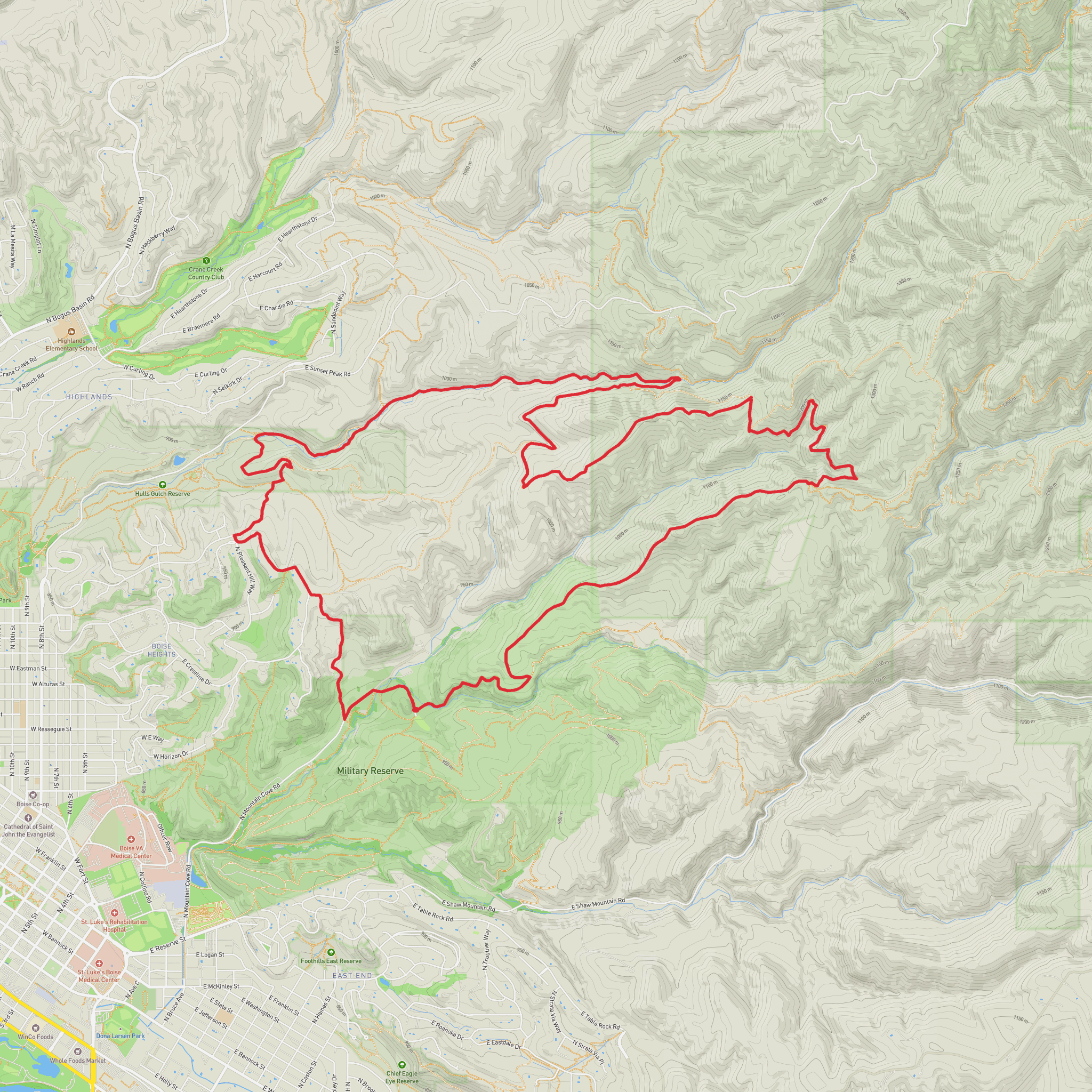 Freestone Ridge, Sidewinder, Lower Hulls Gulch and Kestrel Loop mobile static map