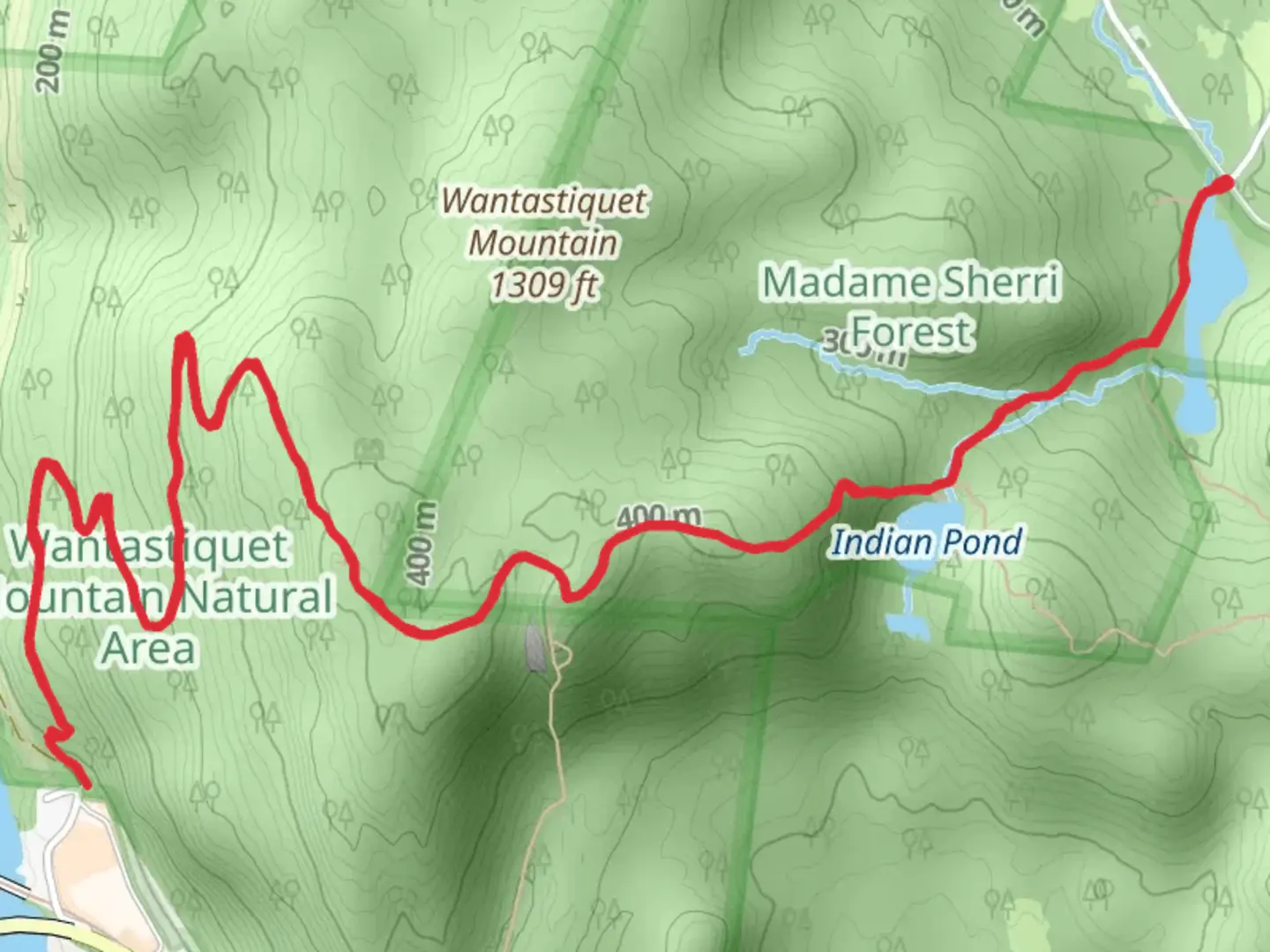 An image depicting the trail Anne Stokes Loop Trail and Wantastiquet Mountain Trail and its surrounding area.