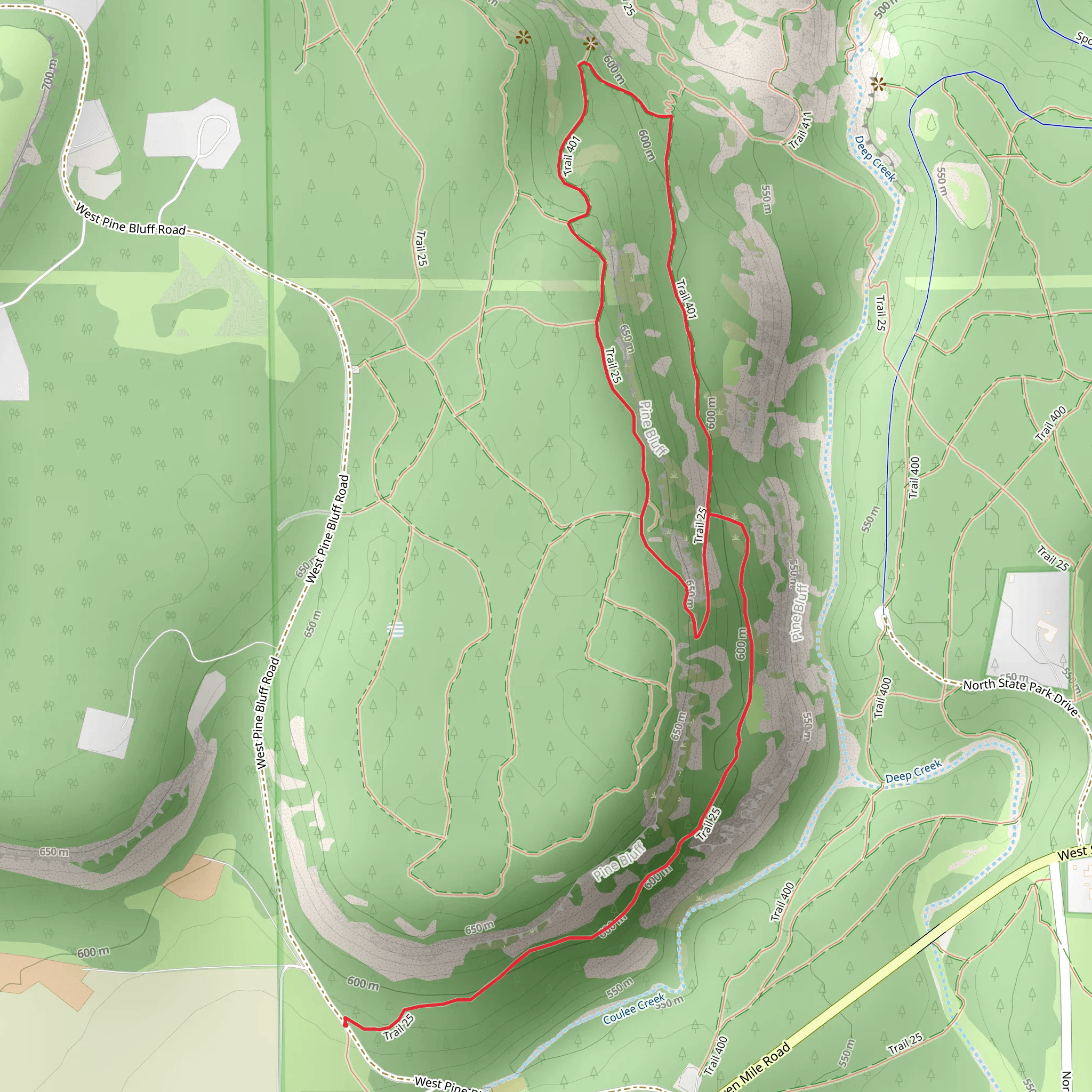 Trail 25 and Trail 400 Loop mobile static map