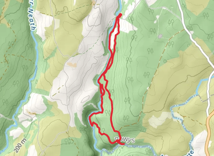 Ystradfellte Four Waterfalls Walk from Cwm Porth —Bannau Brycheiniog / Brecon Beacons National Park mobile static map