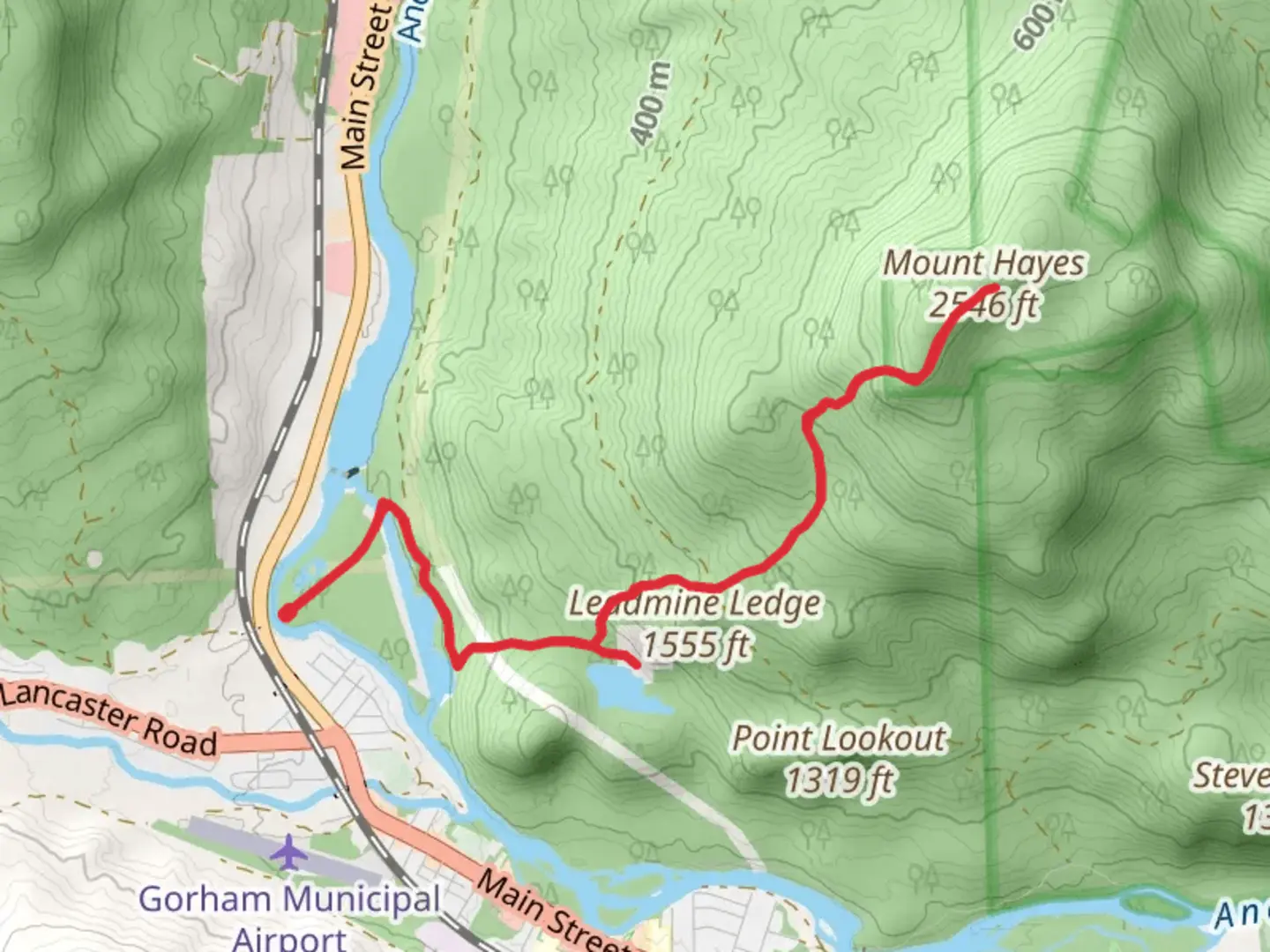 An image depicting the trail Mascot Pond and Mount Hayes Trail and its surrounding area.