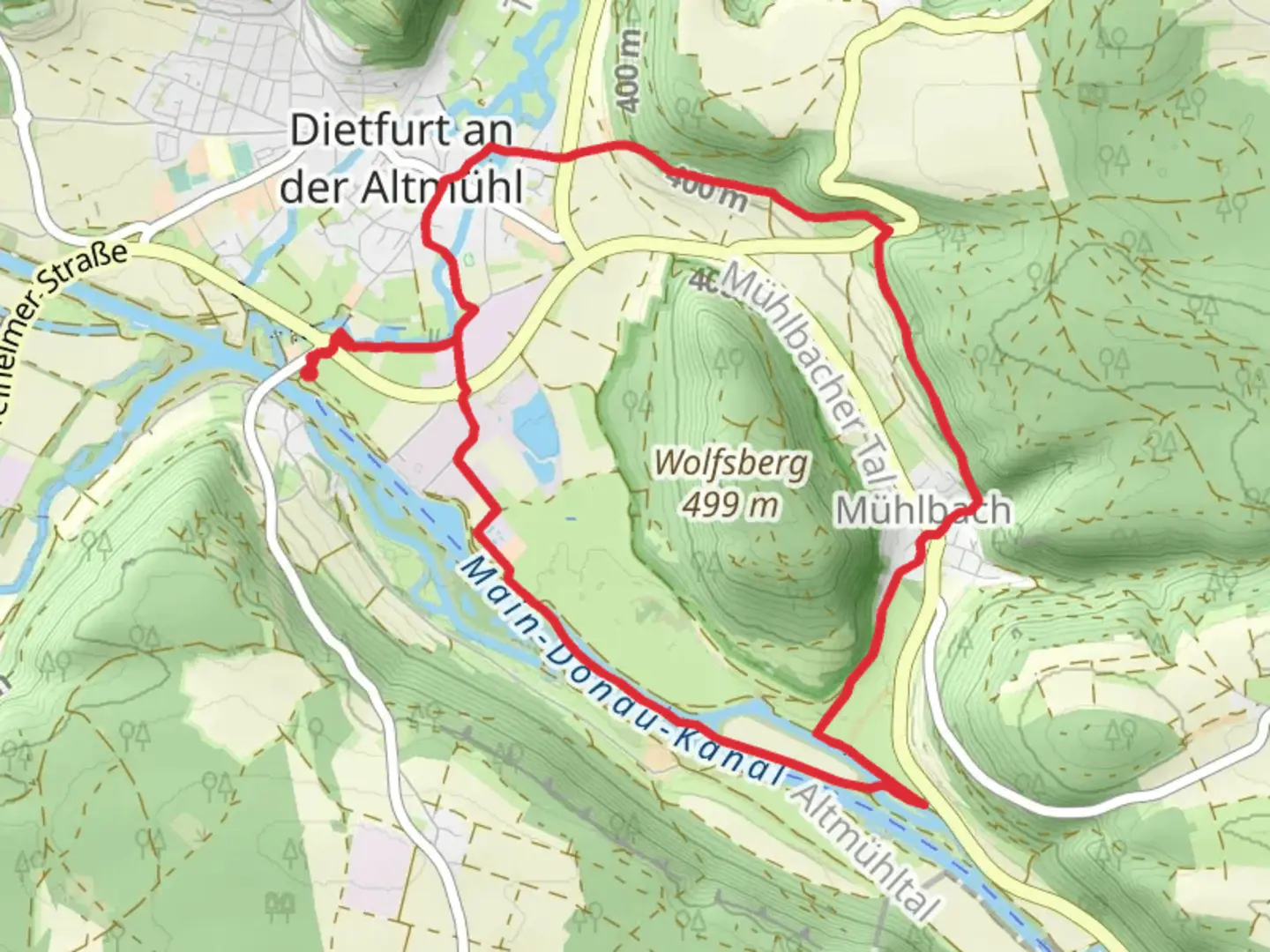 An image depicting the trail Irrleweg and Jurasteig Hauptroute and its surrounding area.