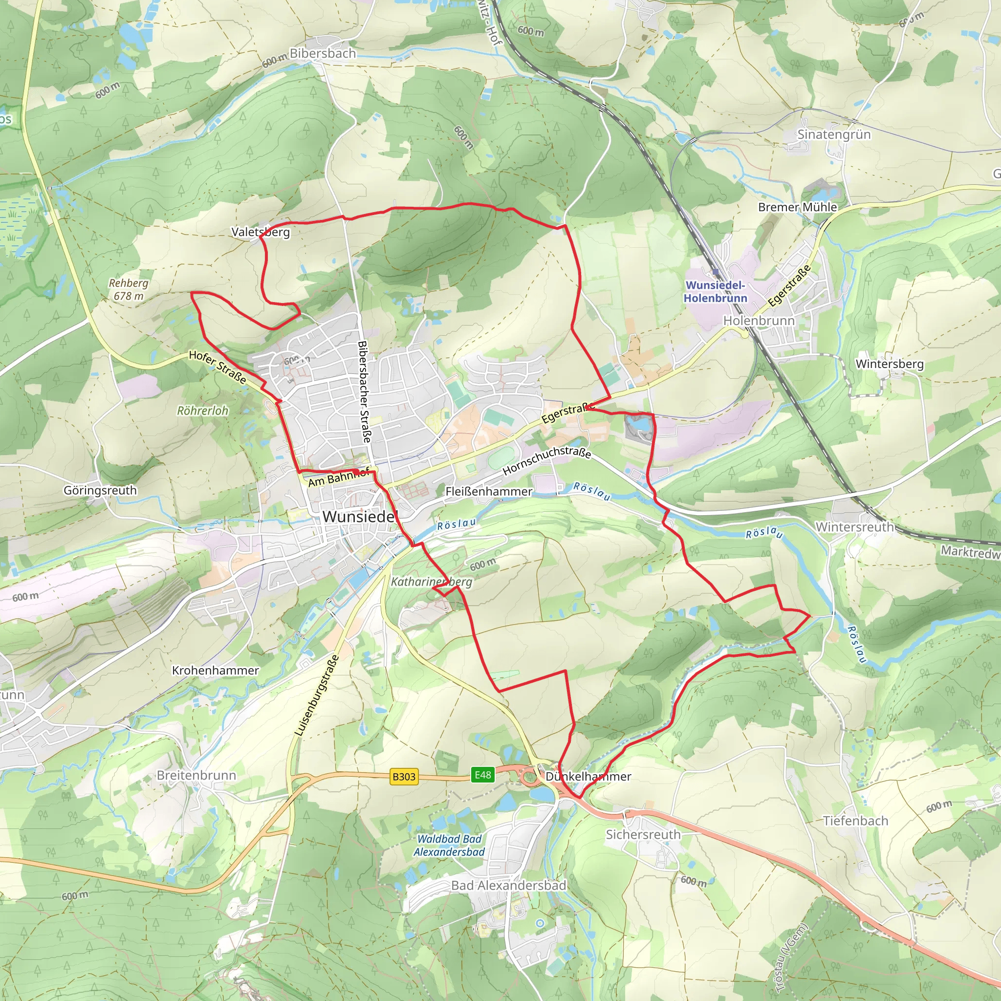 Wunsiedel Loop via Sonnenhof and Landschaftslehrofad Wunsiedel mobile static map