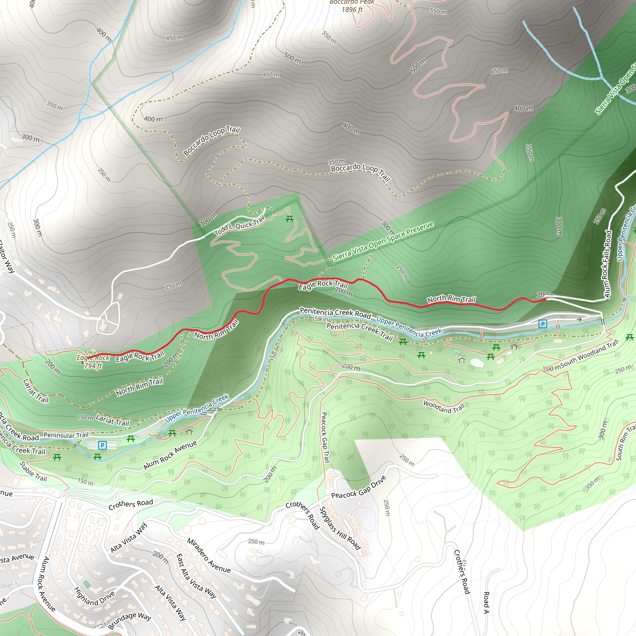 Eagle Rock Trail - Alum Rock Park mobile static map