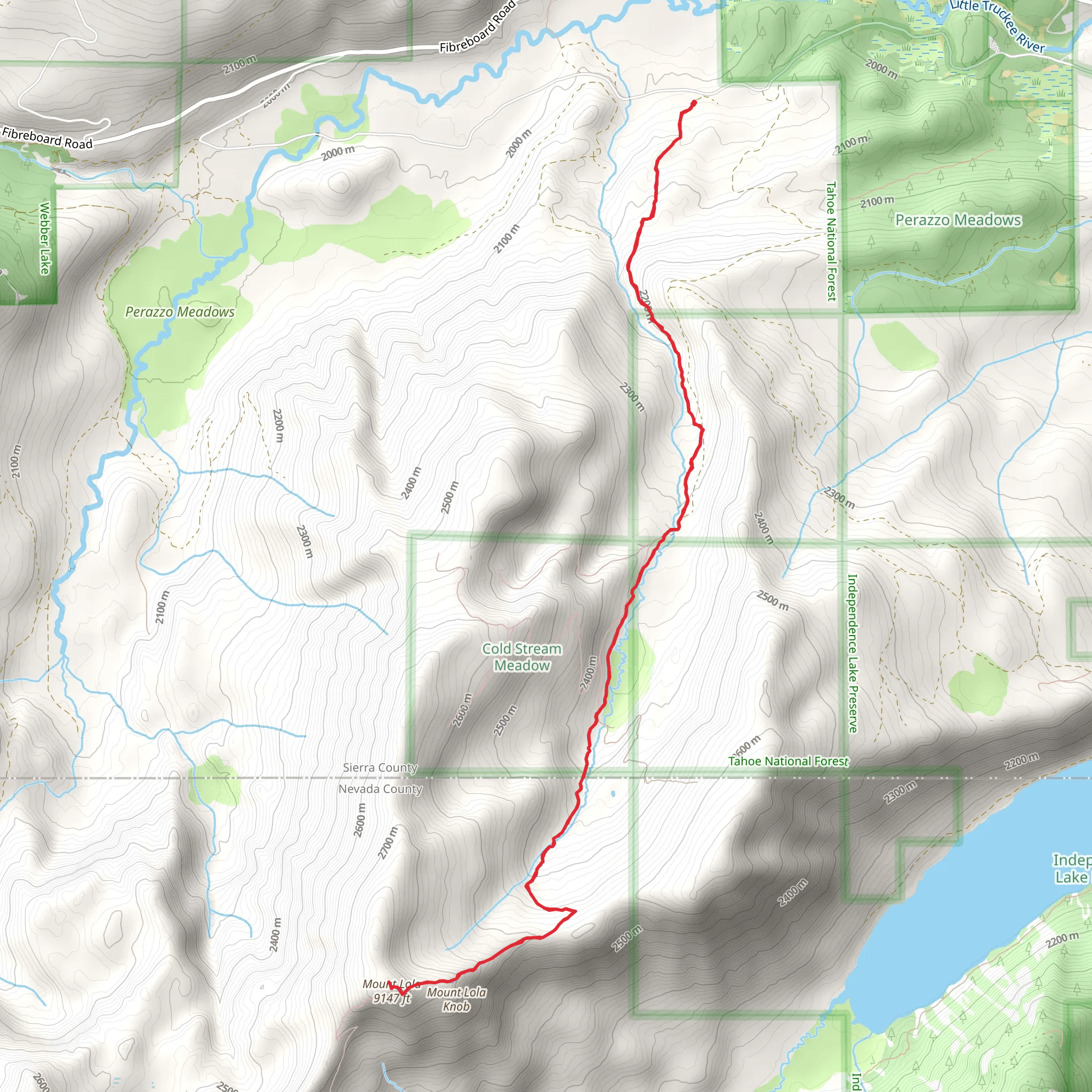 Mount Lola Trail mobile static map