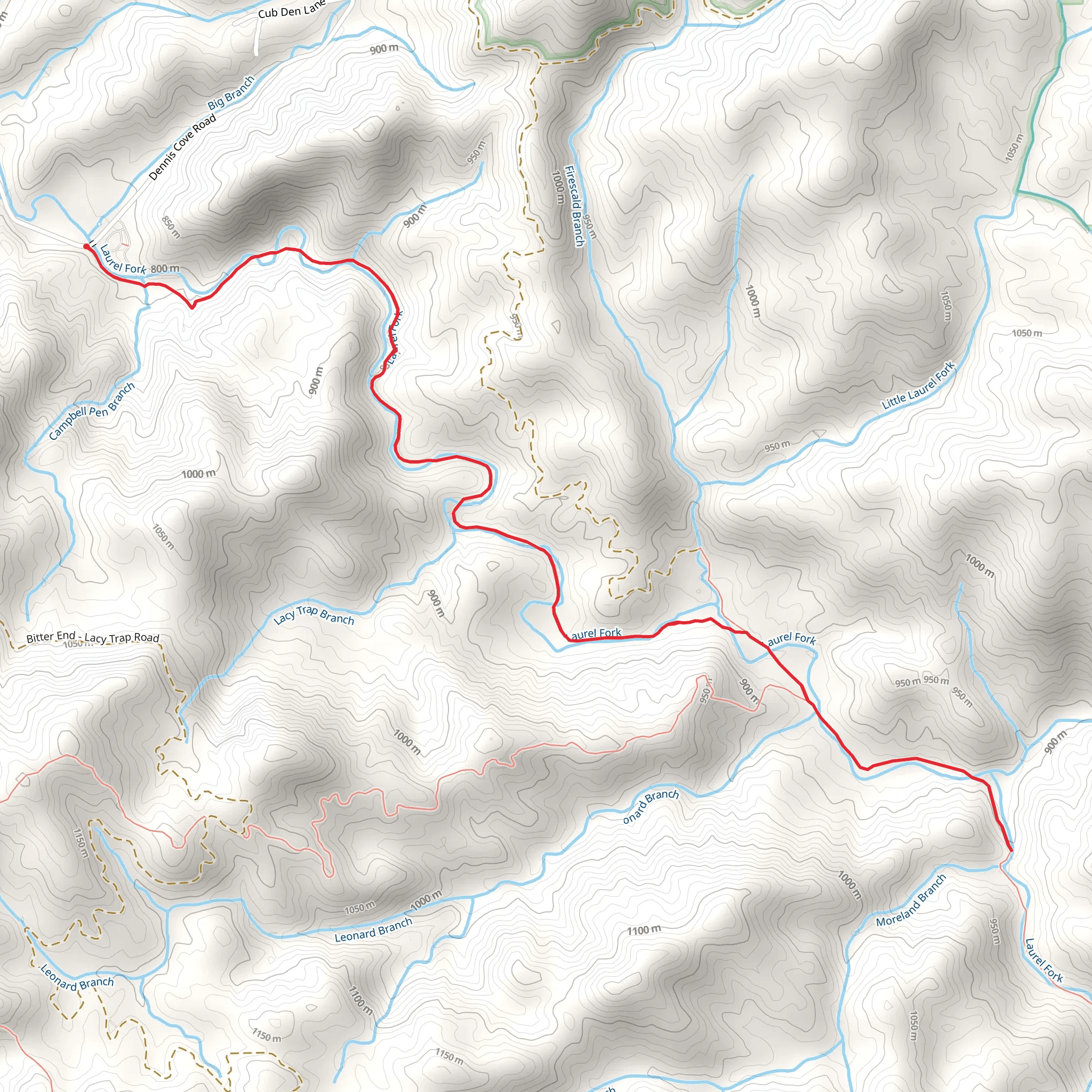 Laurel Fork Trail Out and Back mobile static map