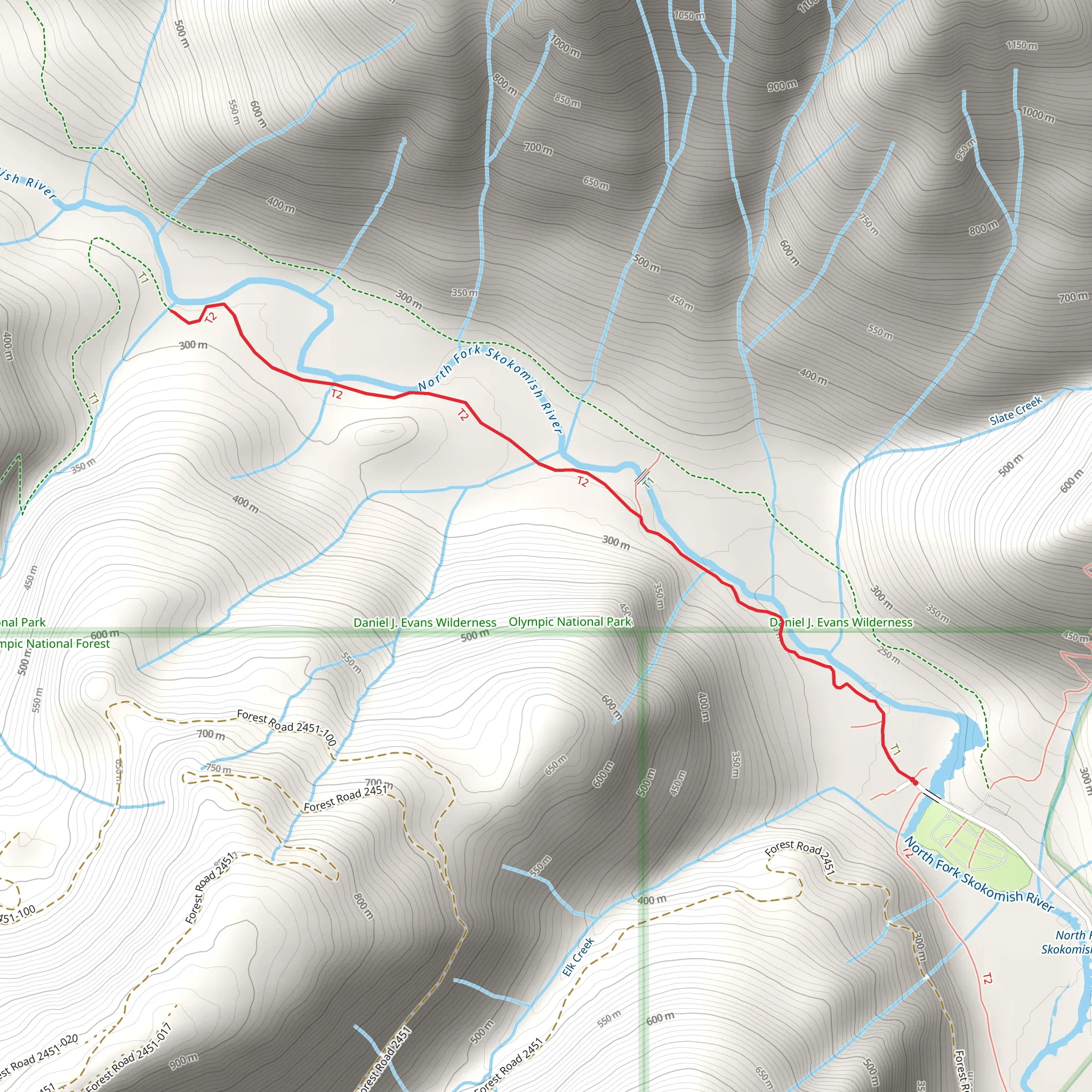 Staircase Rapids Nature Trail and Four Stream Trail mobile static map