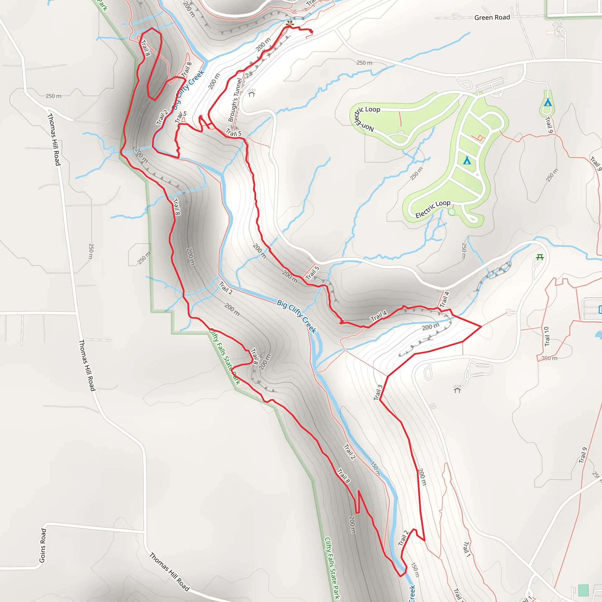 Big Clifty Creek Loop via Trail 2 and Trail 5 mobile static map