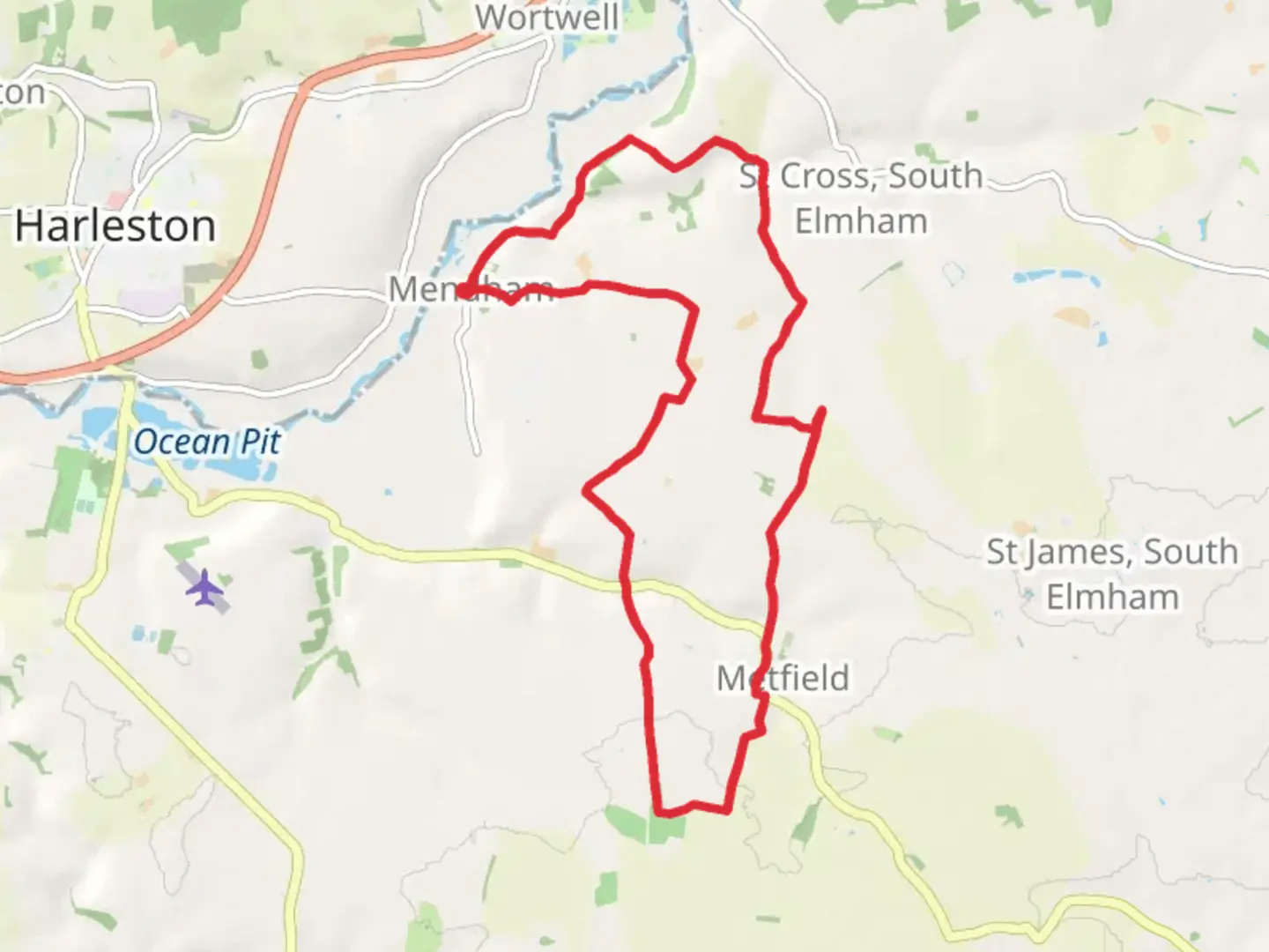 An image depicting the trail Mendham and Metfield Loop and its surrounding area.
