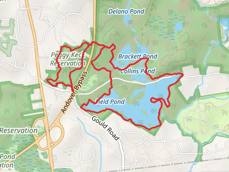 Field, Collins and Brackett Pond Loop from Peggy Keck Reservation