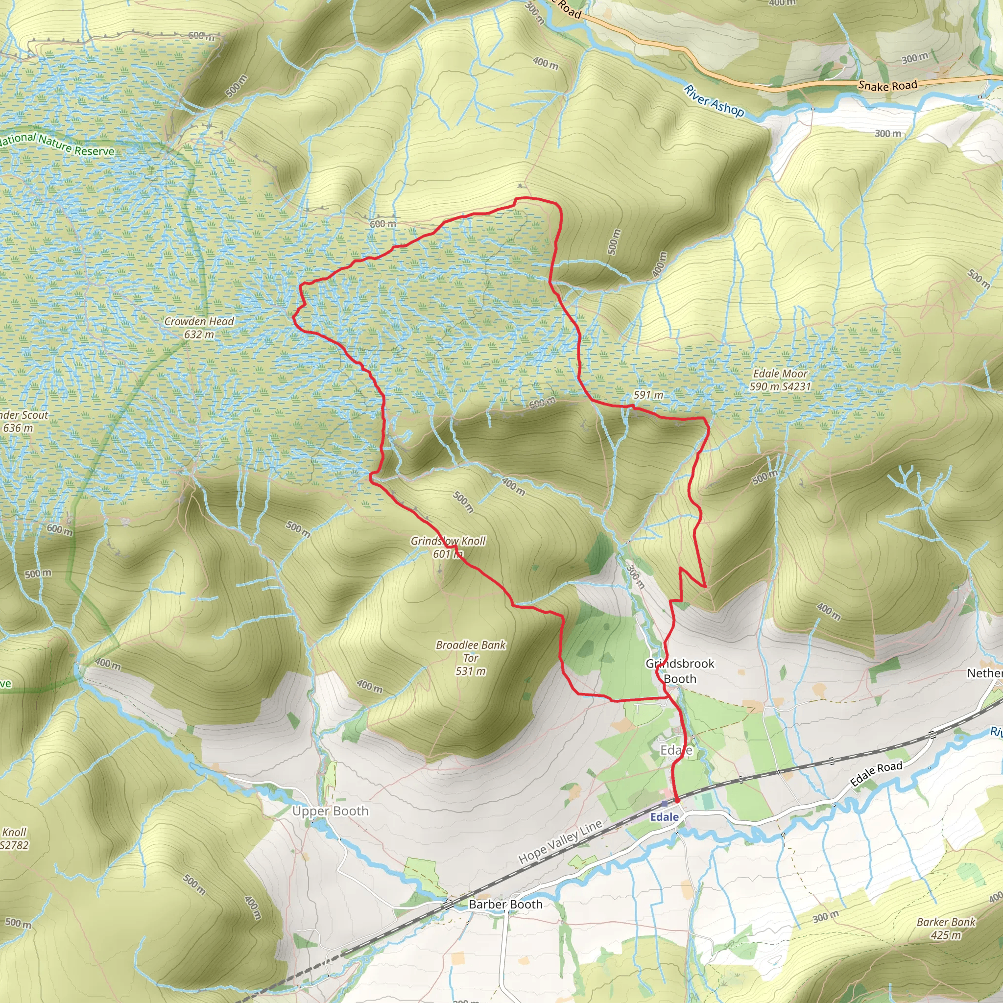 Edale to the Dragon Rapide on Kinder Scout mobile static map