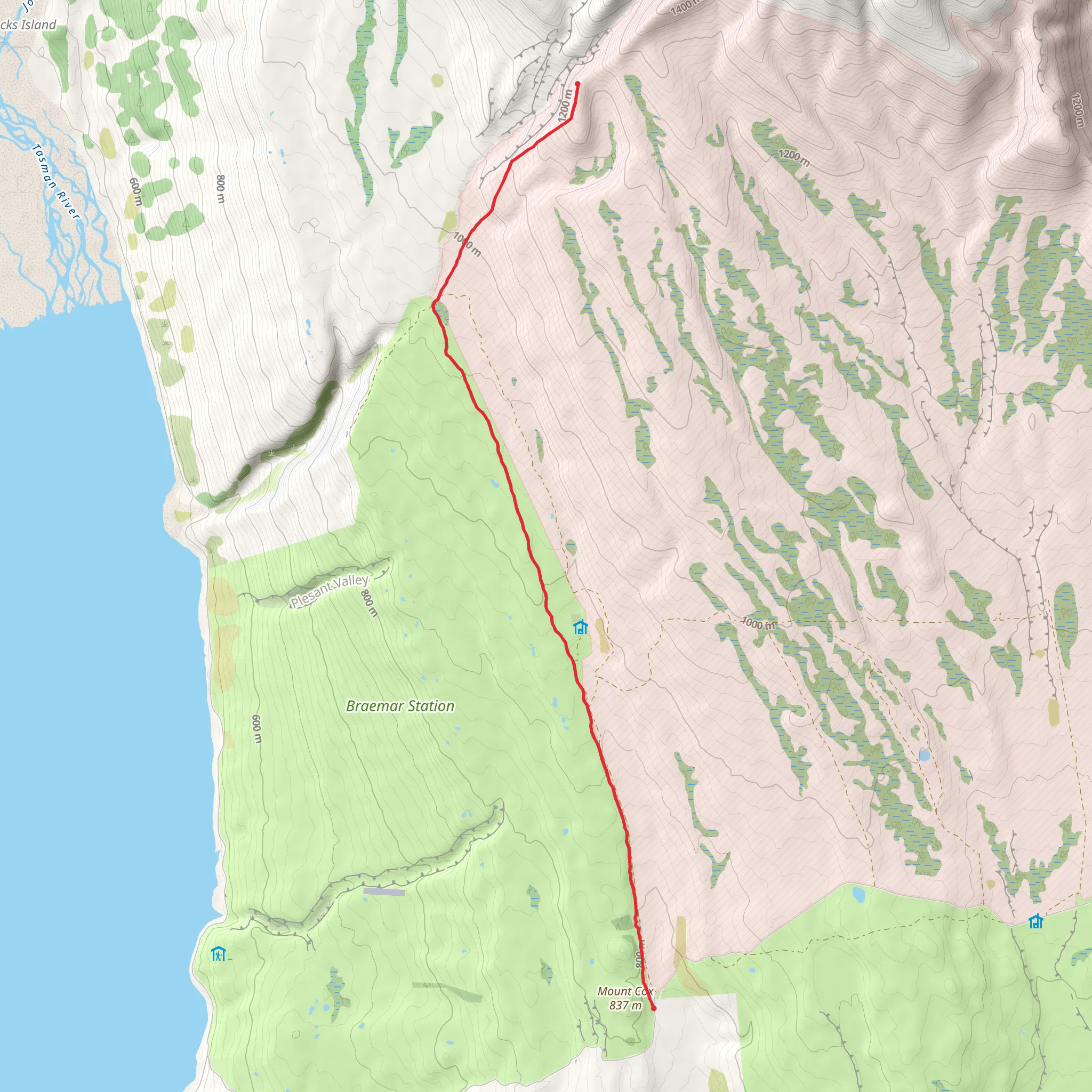 Braemar Road to Landslip Creek mobile static map