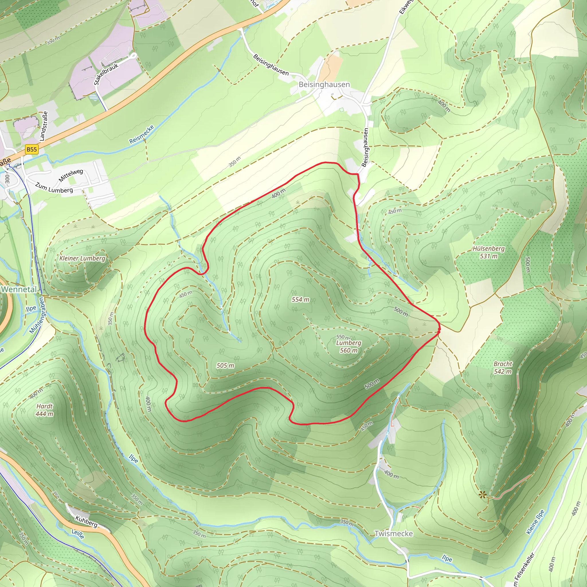 Twismecke Rundweg Loop mobile static map