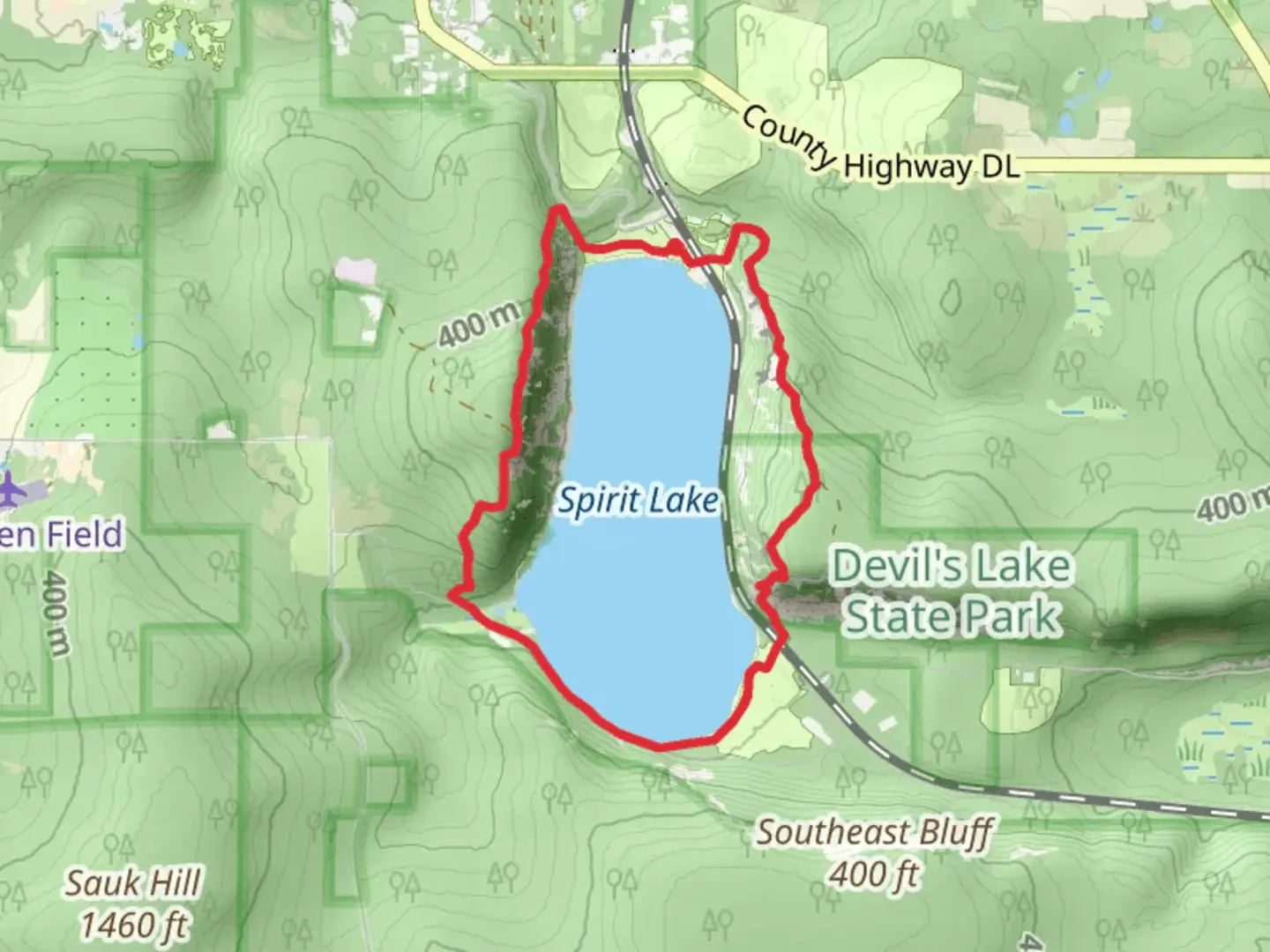 An image depicting the trail Spirit Lake Loop and its surrounding area.