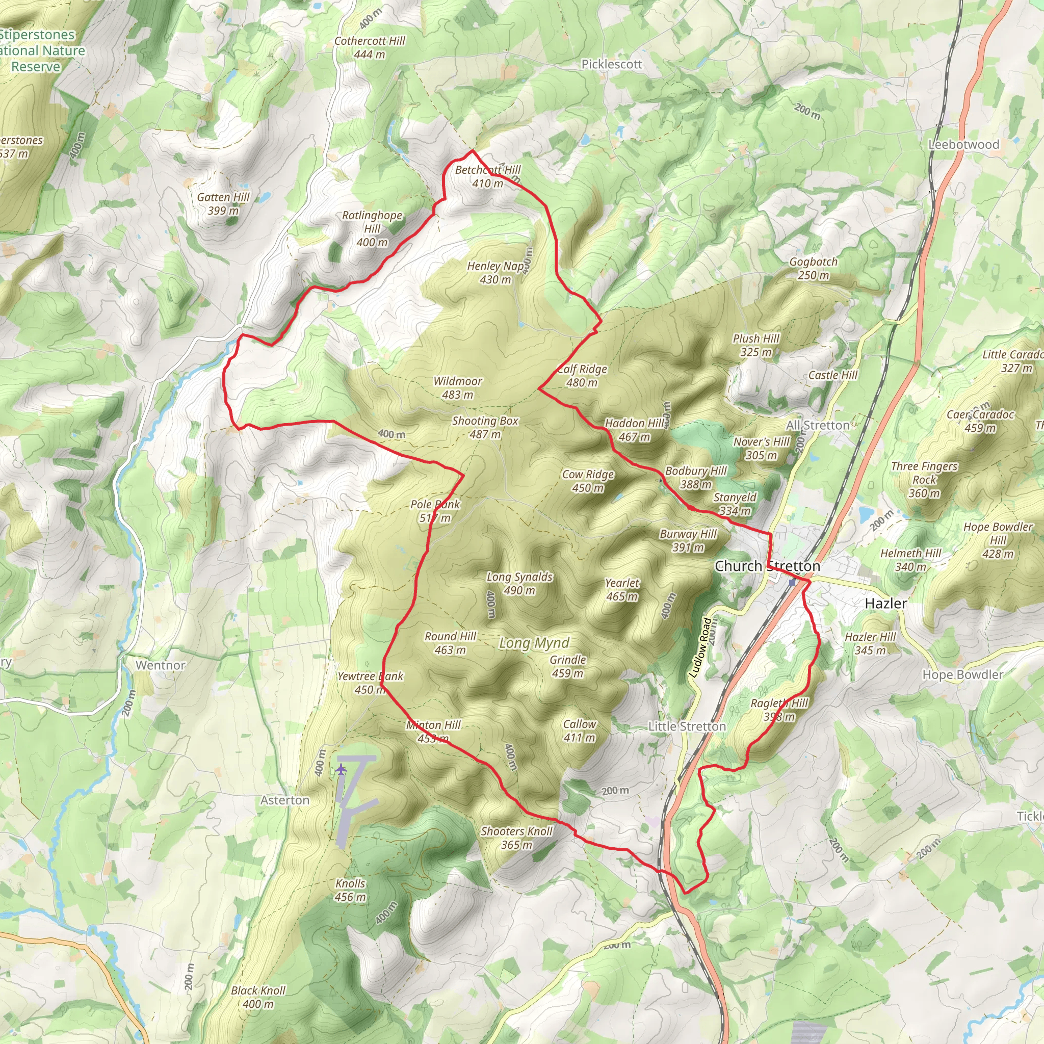 Ragleth - The Long Mynd and Ratlinghope from Cardingmill mobile static map
