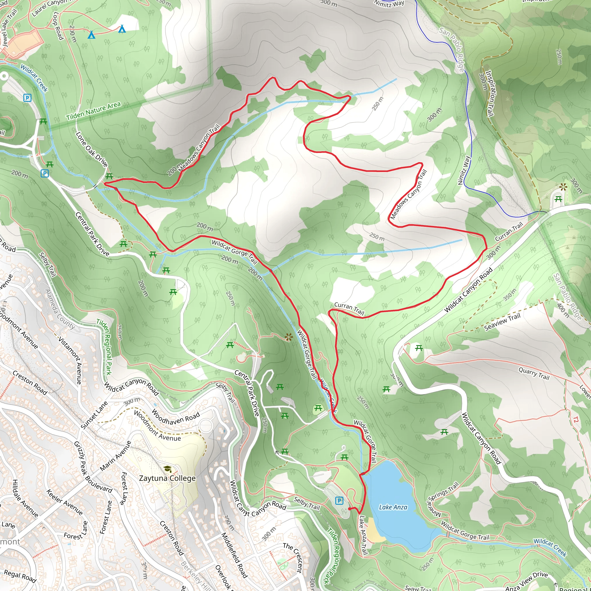 Wildcat Creek and Meadows Canyon Loop Trail mobile static map