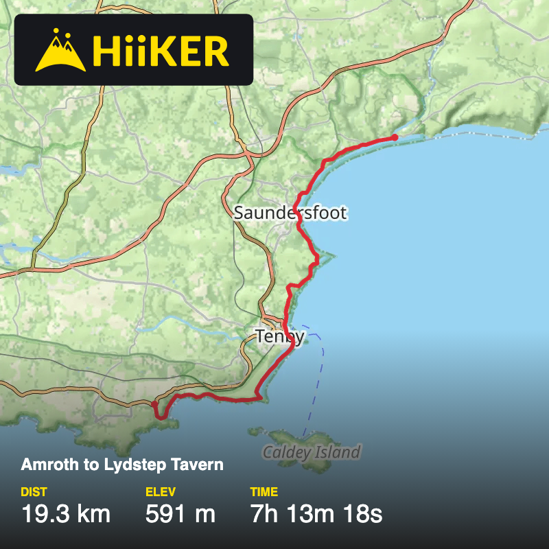 A map preview of the recording Amroth to Lydstep Tavern.