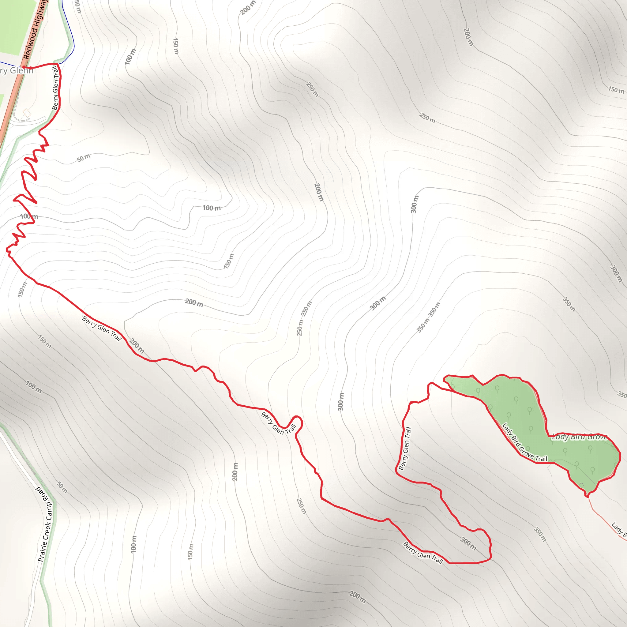 Berry Glen and Lady Bird Grove Trail mobile static map