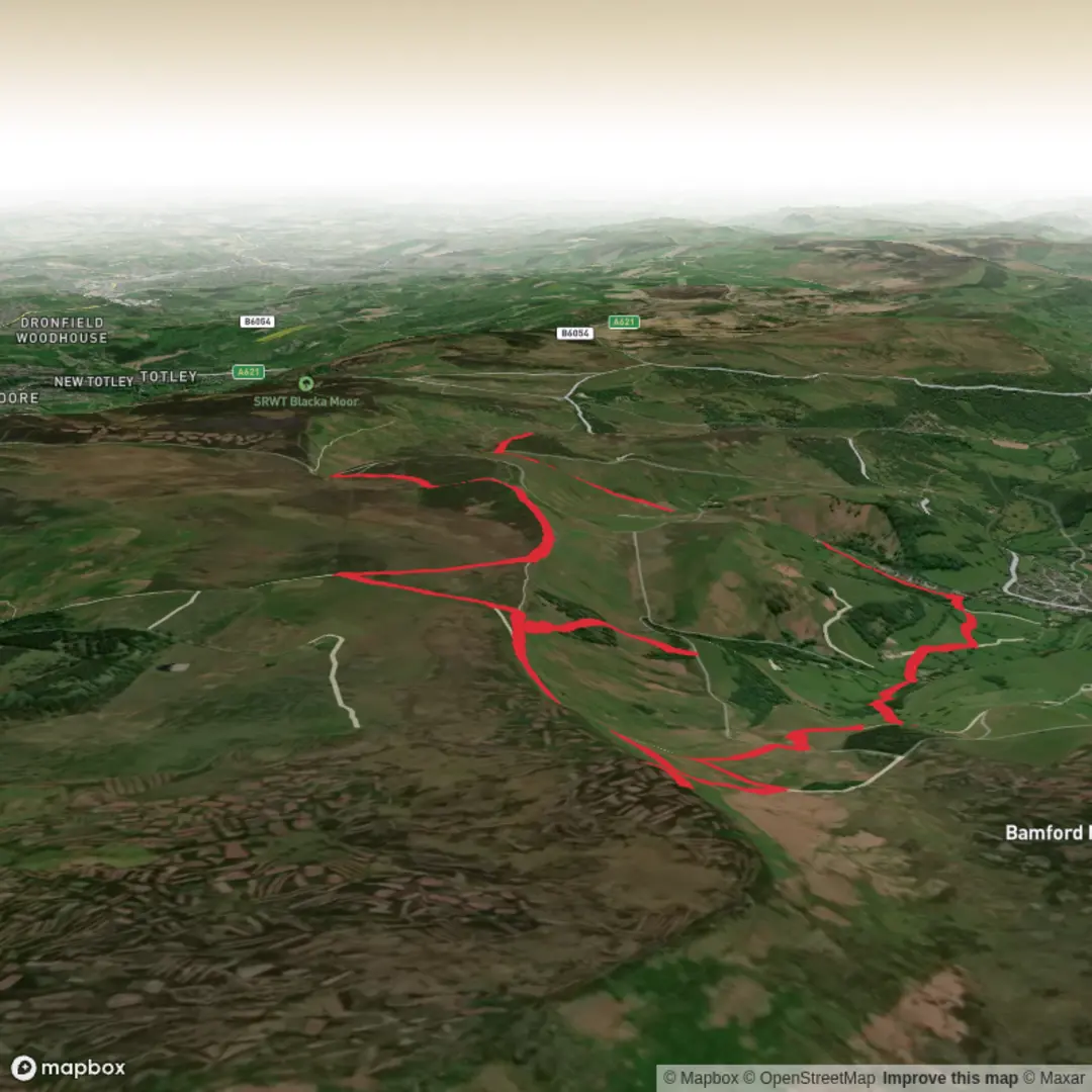 An image depicting the trail Higger Tor, stanage Pole, Stanage Edge, High Neb and its surrounding area.