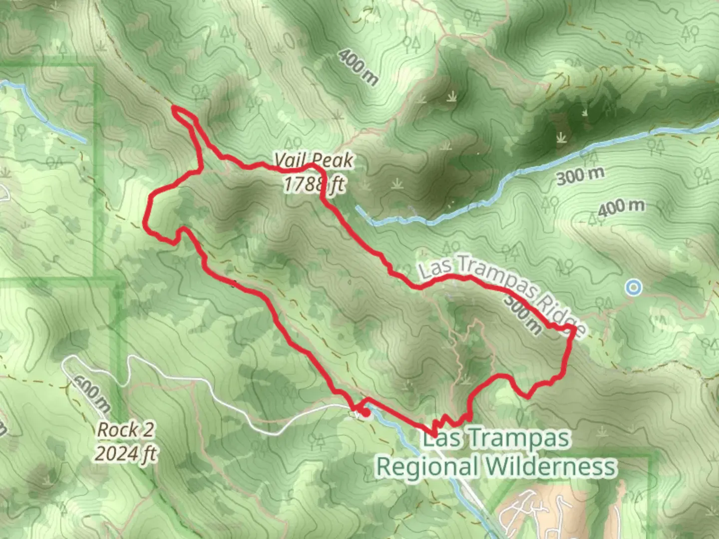 An image depicting the trail Bollinger Creek Loop and Las Trampas Ridge and Calaveras Ridge Loop Trail and its surrounding area.
