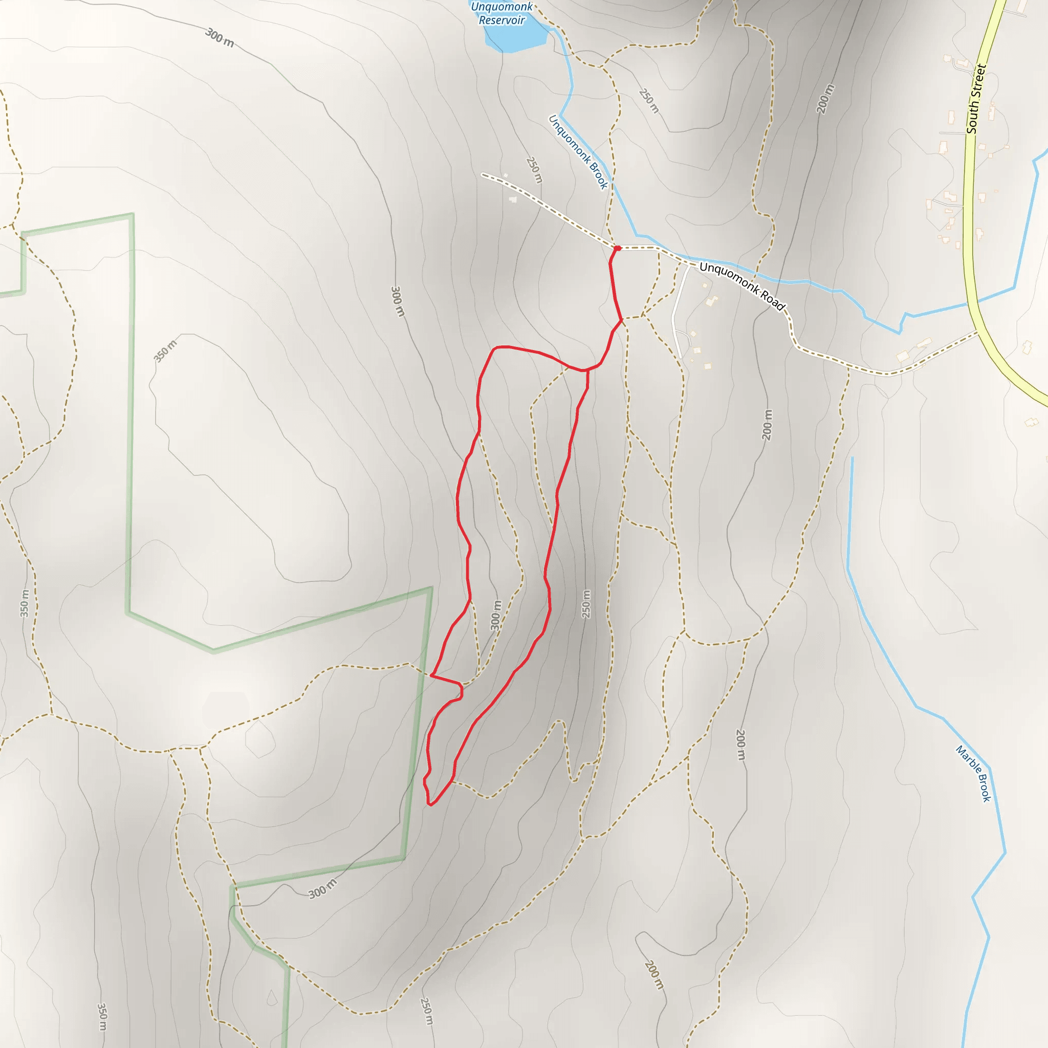 Unquomonk Road south Short Loop Trail mobile static map