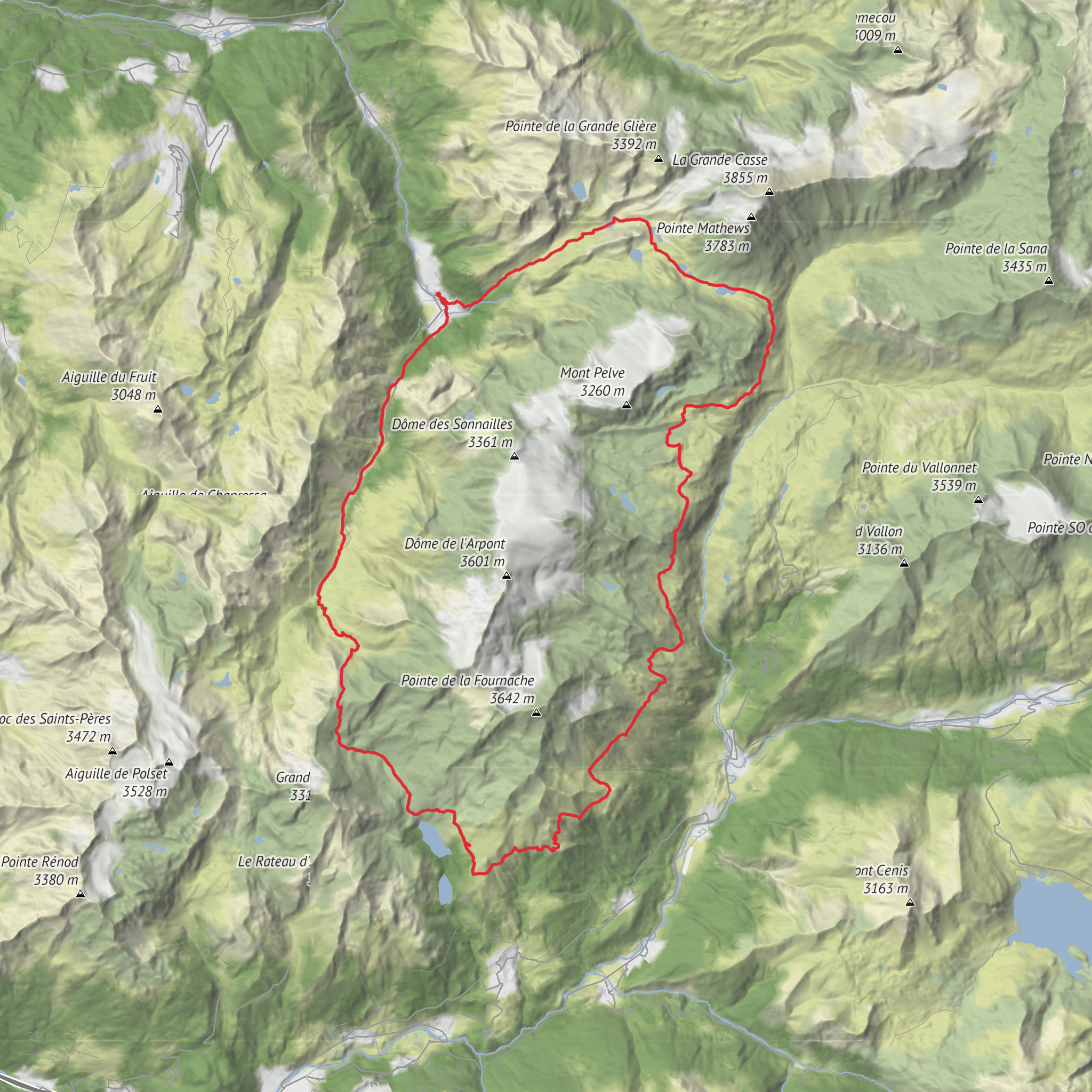 4 Day Trek from Pralognan-la-Vanoise mobile static map