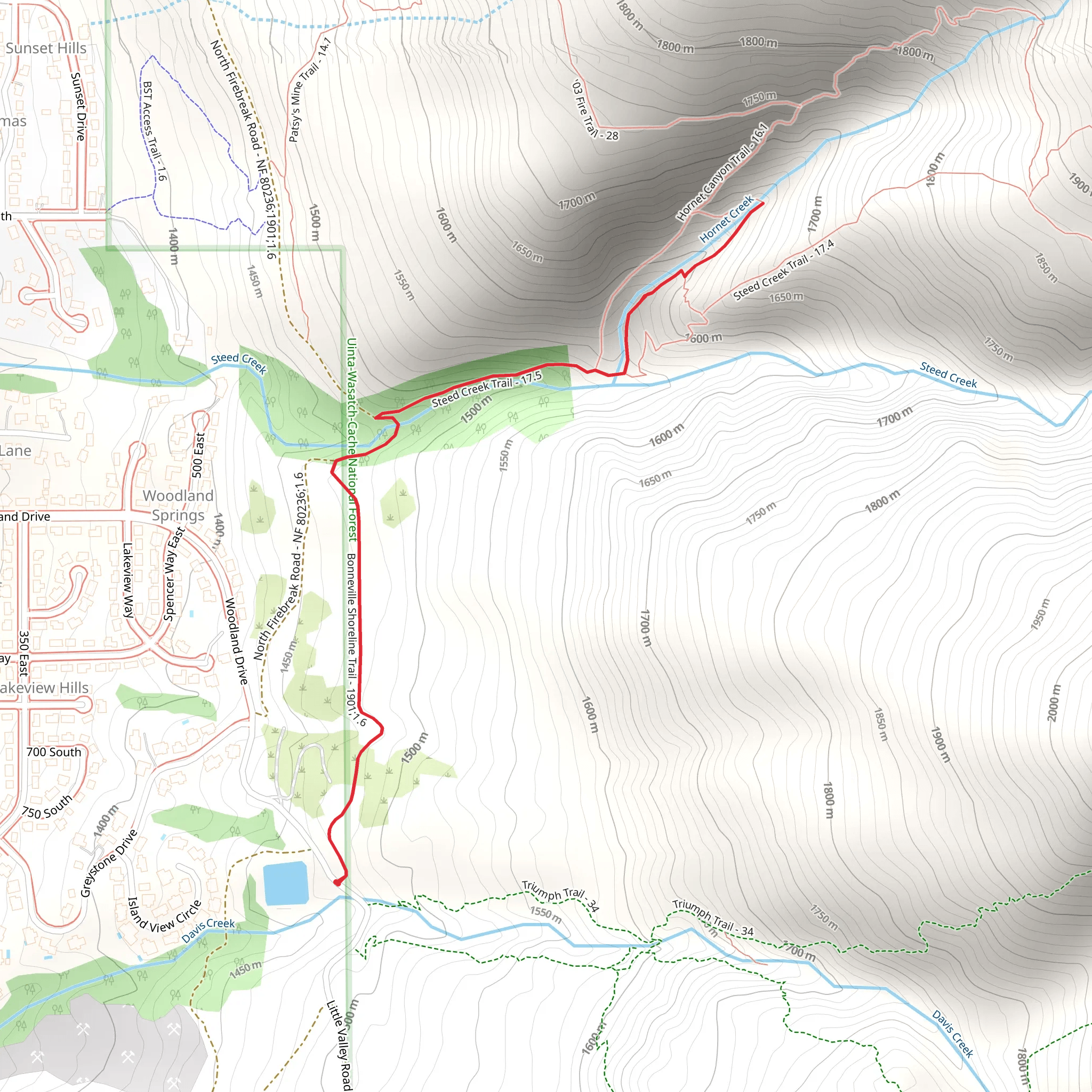 Steed Creek Trail and Hornet Canyon Trail mobile static map