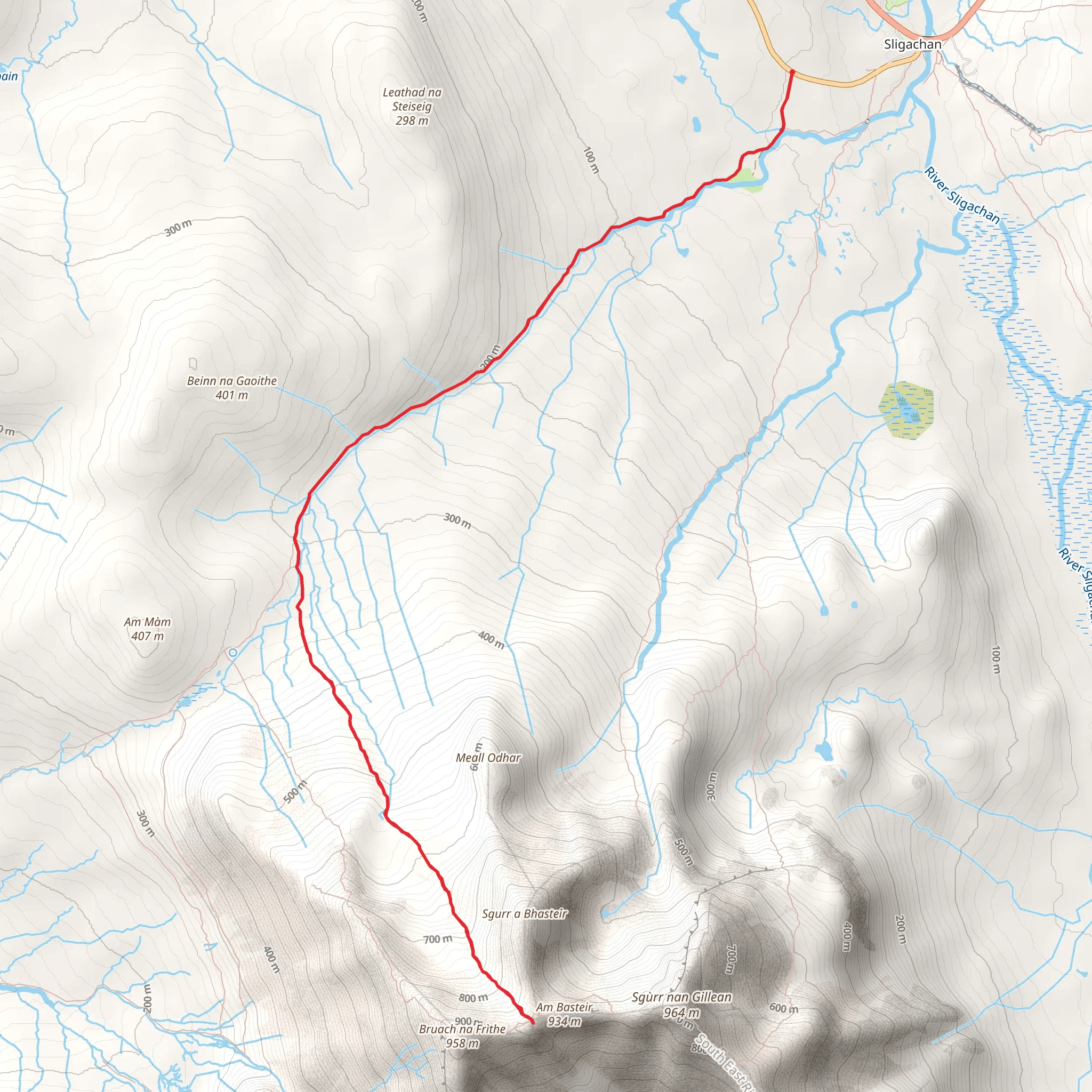 Fionn Choire - Bealach nan Lice and Sgurr a'Fionn Choire Walk mobile static map