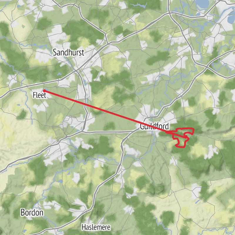 Aldbury, Silent Pool, Newlands Corner, St Martha’s Hill, Chilworth, Blackheath Loop mobile static map