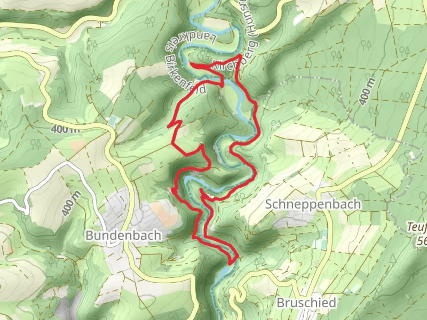 An image depicting the trail Besucherbergwerk Herrenberg, Ruine Hellkirch and Ruine Schmidtburg Loop and its surrounding area.