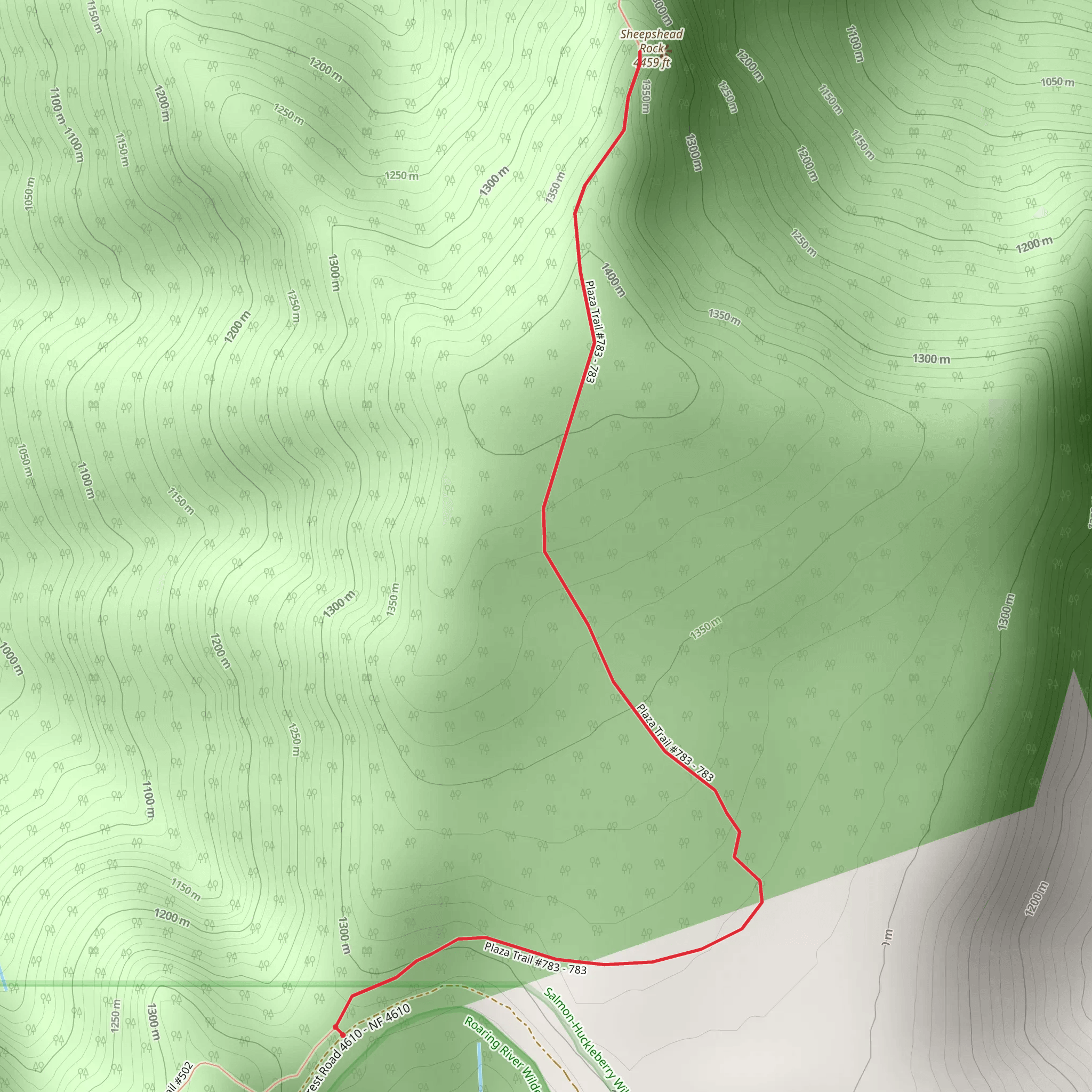 Sheepshead Rock via Plaza Trail mobile static map