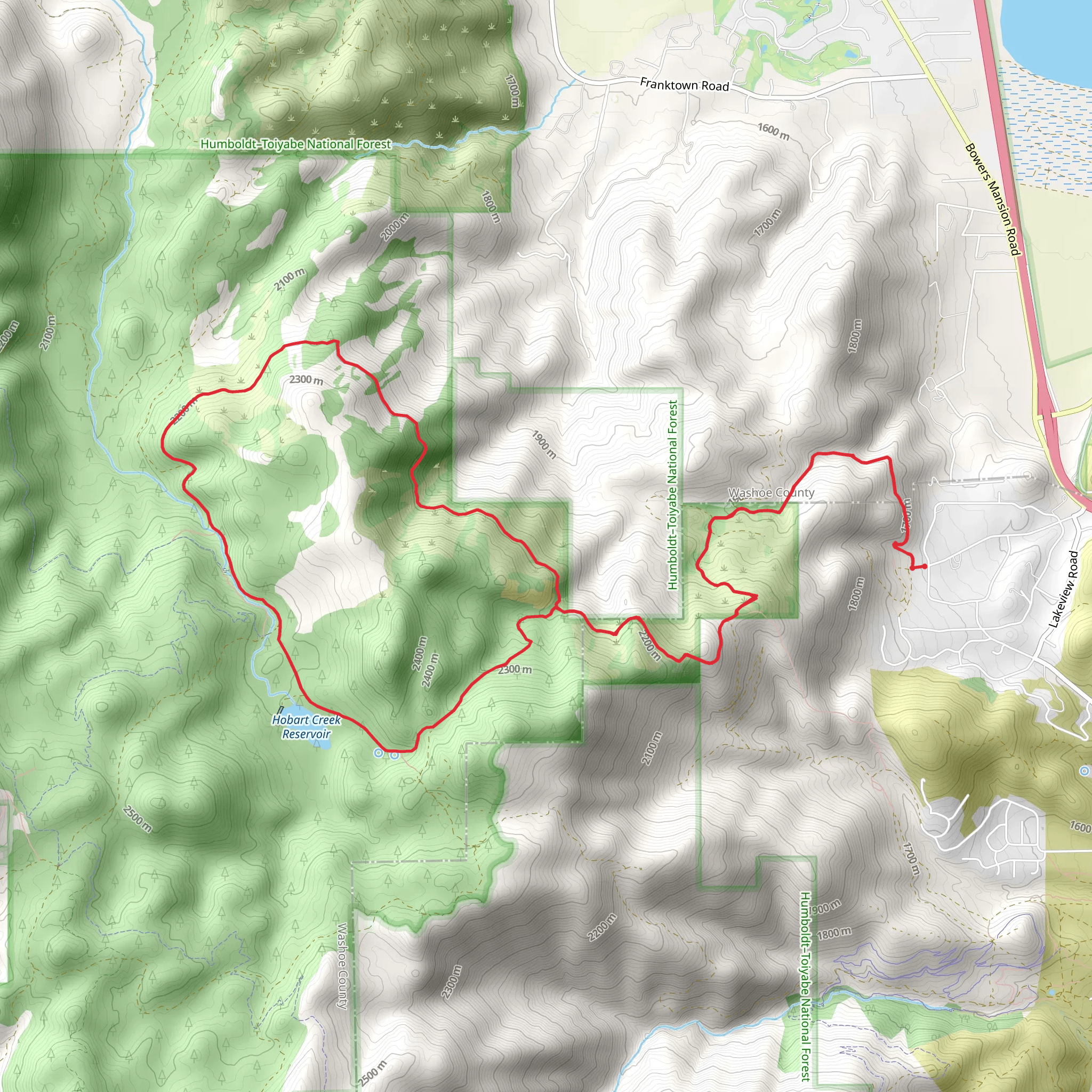 Hobart creek Reservoir via AST Navada mobile static map