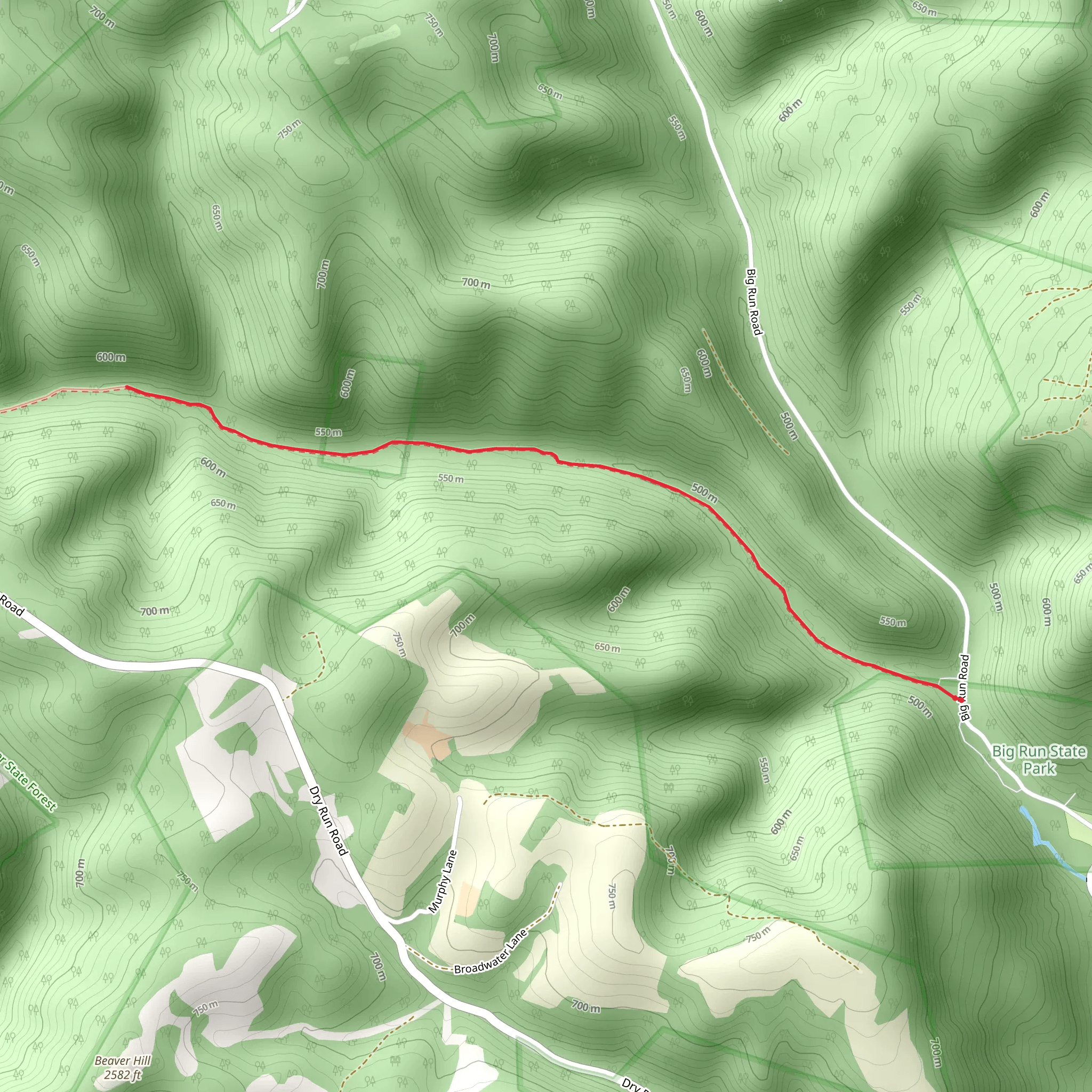 Monroe Run Hiking Trail - Short mobile static map