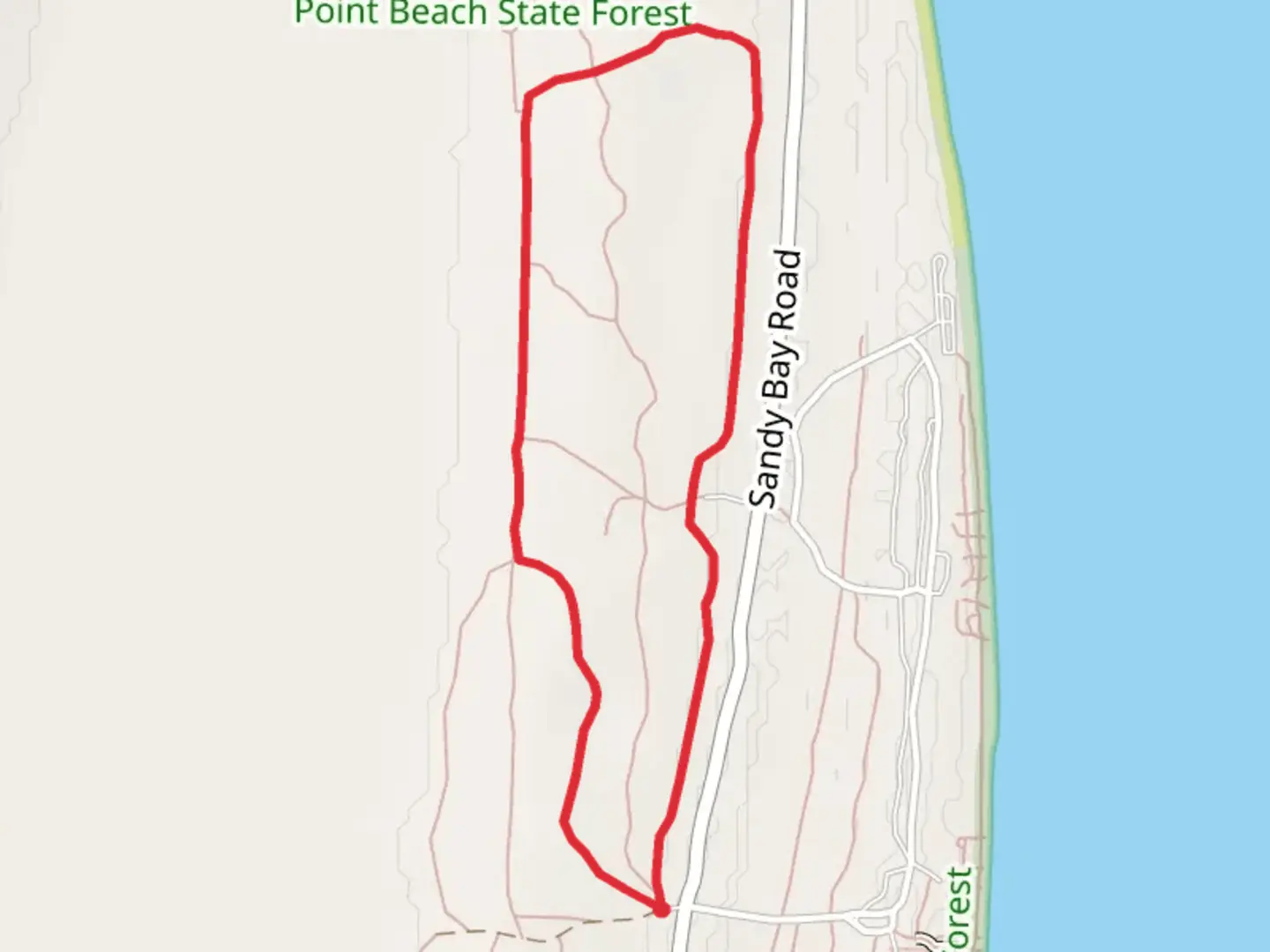 An image depicting the trail Sandy Bay Road Loop and its surrounding area.