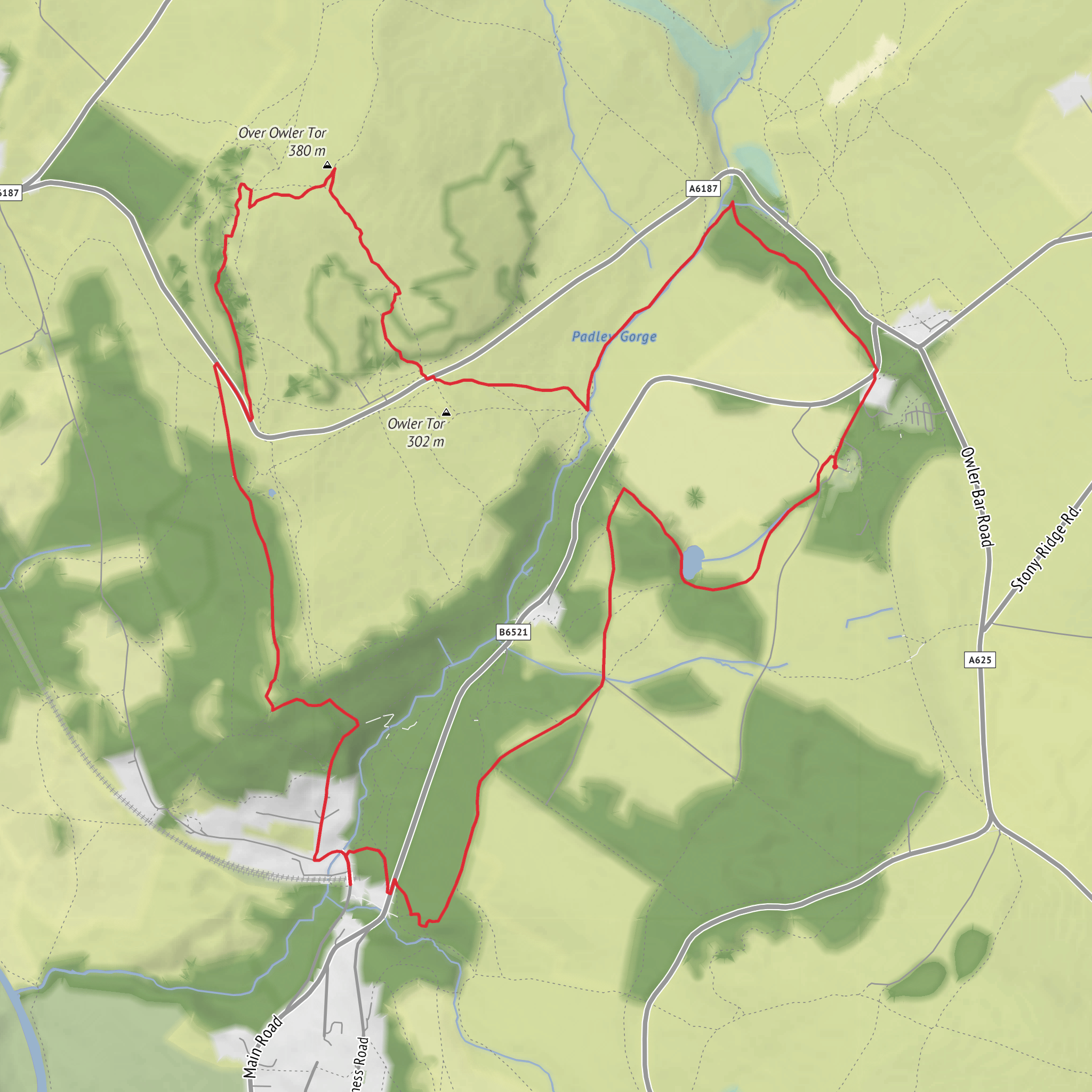 Longshore, Lawrence, Surprise View and Grinleford Circular mobile static map