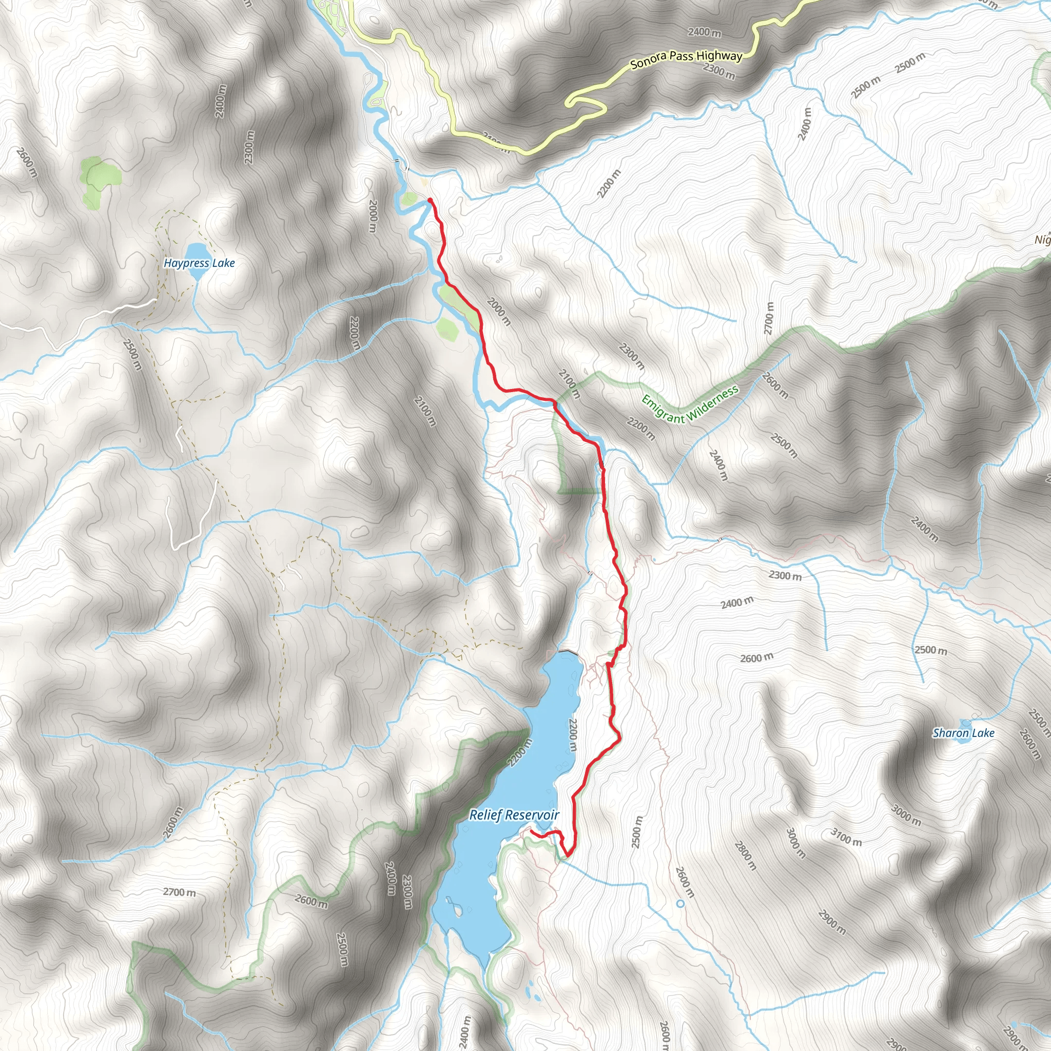Relief Reservoir via Huckleberry Trail mobile static map