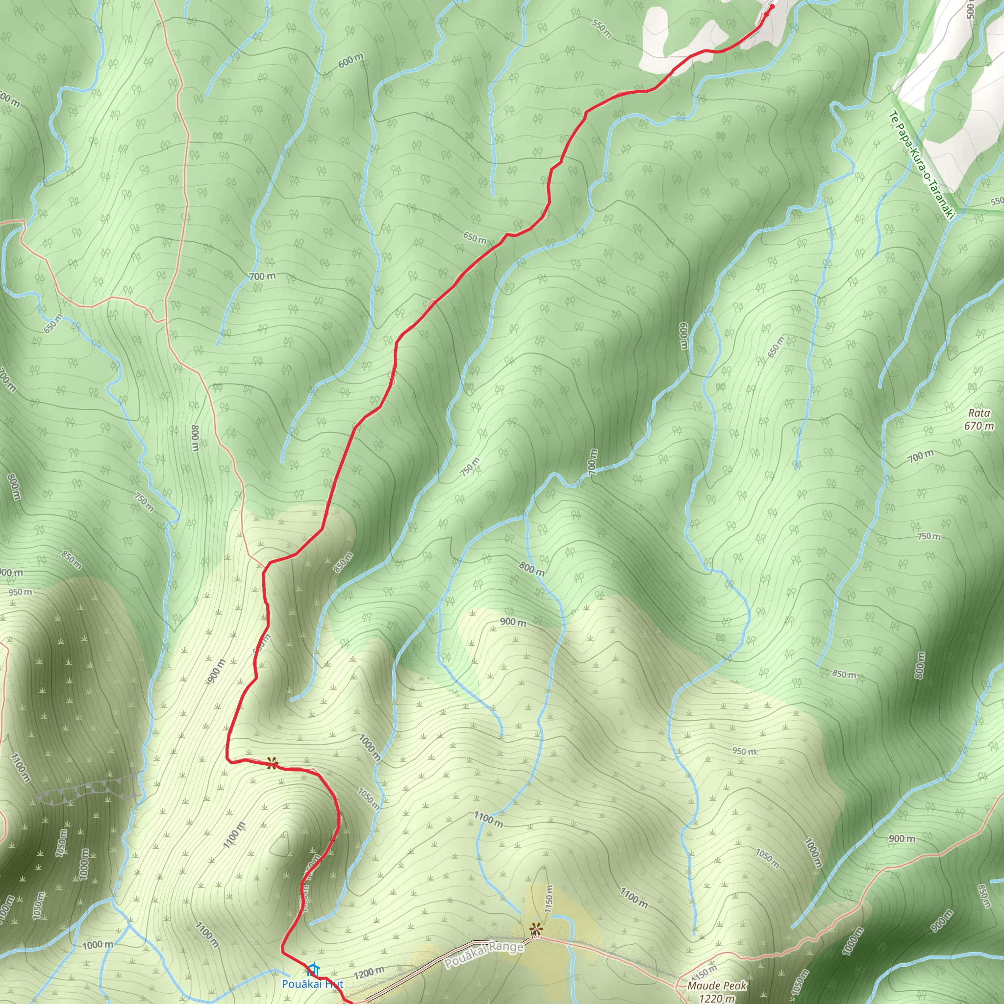 Pouakai Range Tramping Tracks - Mangorei Track to Pouakai Hut mobile static map