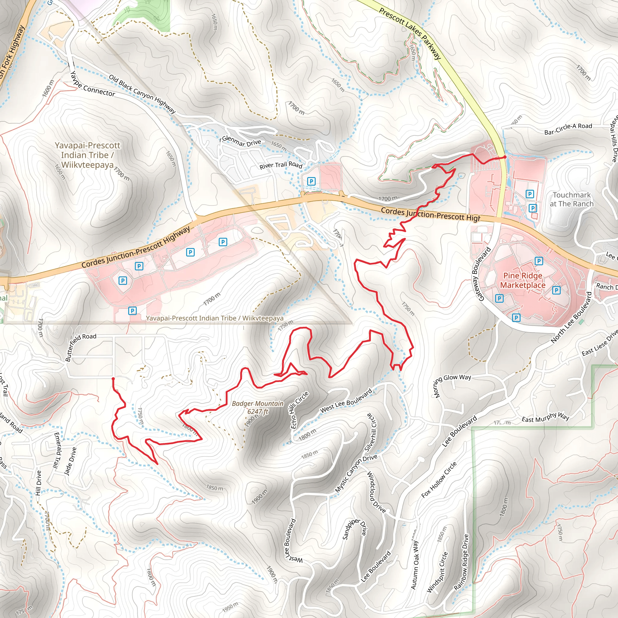 Badger Turley Connector and Badger Mountain Trail mobile static map