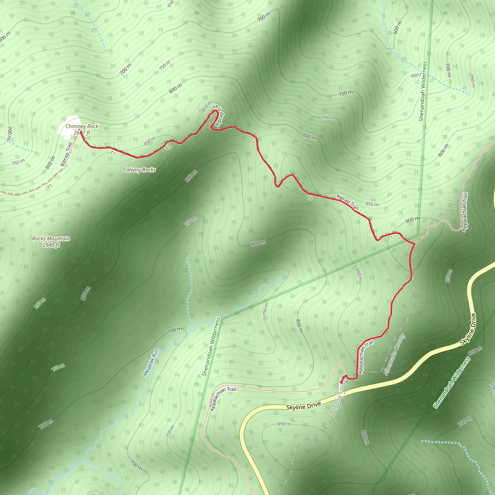 Chimney Rock via Riprap Trail mobile static map