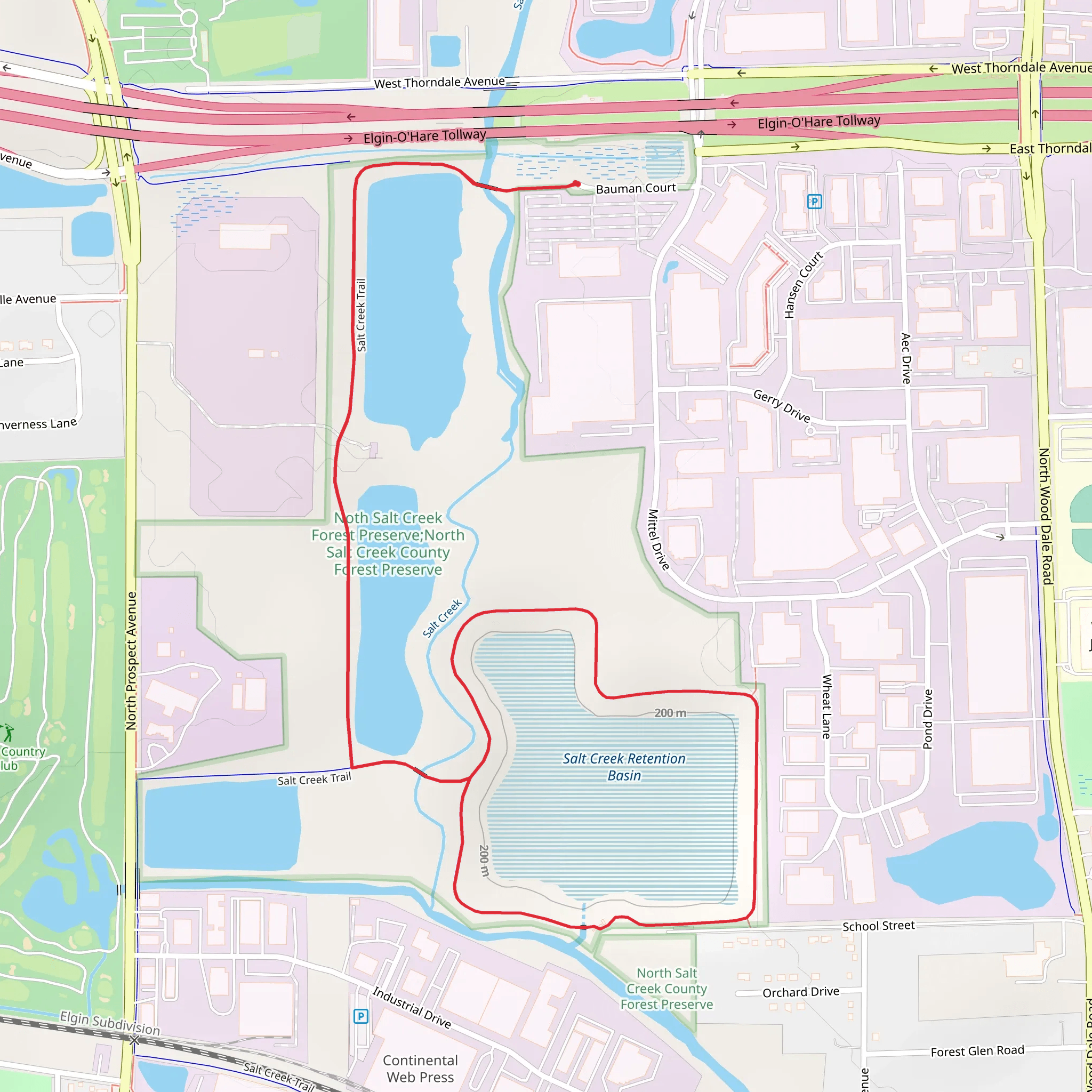 Salt Creek Retention Basin via Salt Creek Trail mobile static map