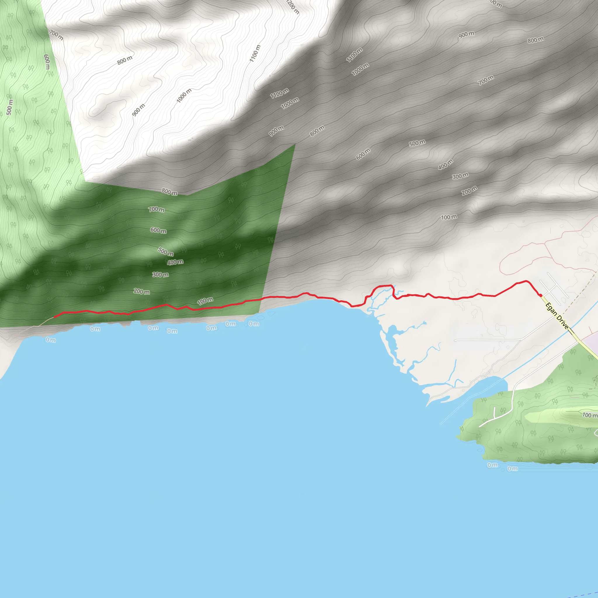 Shoup Bay Trail mobile static map
