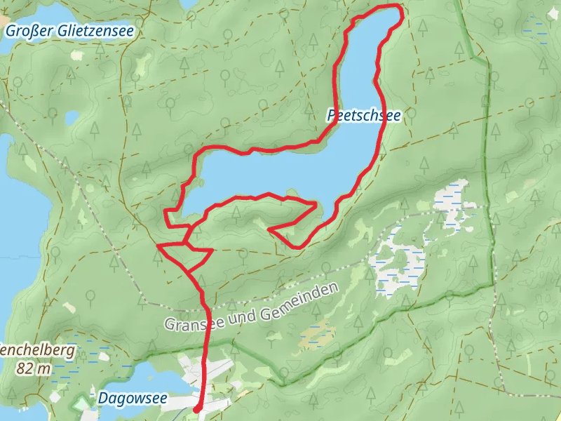 Peetschsee Loop via Ellbogensee Fuerstenberg