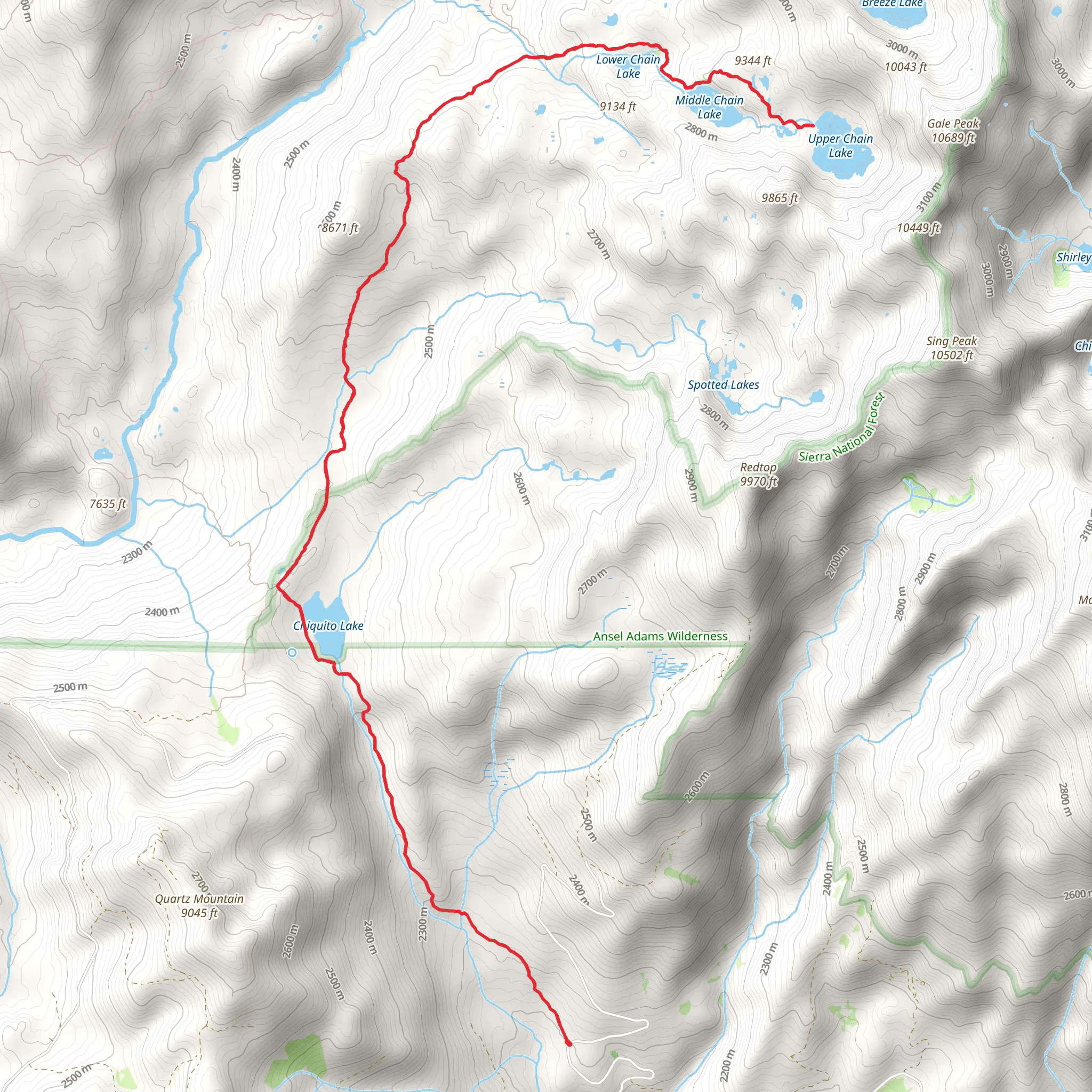 Chain Lakes, Chiquito Pass and Chiquito Lake Trail mobile static map