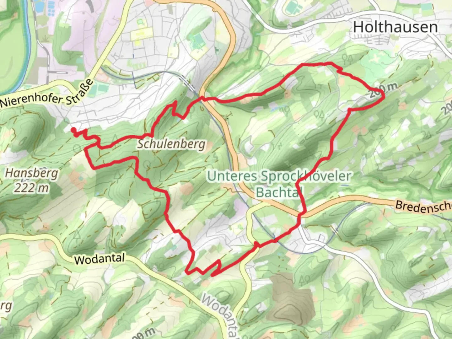 An image depicting the trail Harkortweg, Pingenweg Raute and GeoRoute Ruhr and its surrounding area.