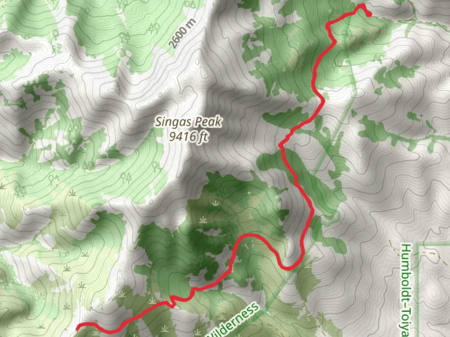 An image depicting the trail Singas Creek - Summit Trail and its surrounding area.