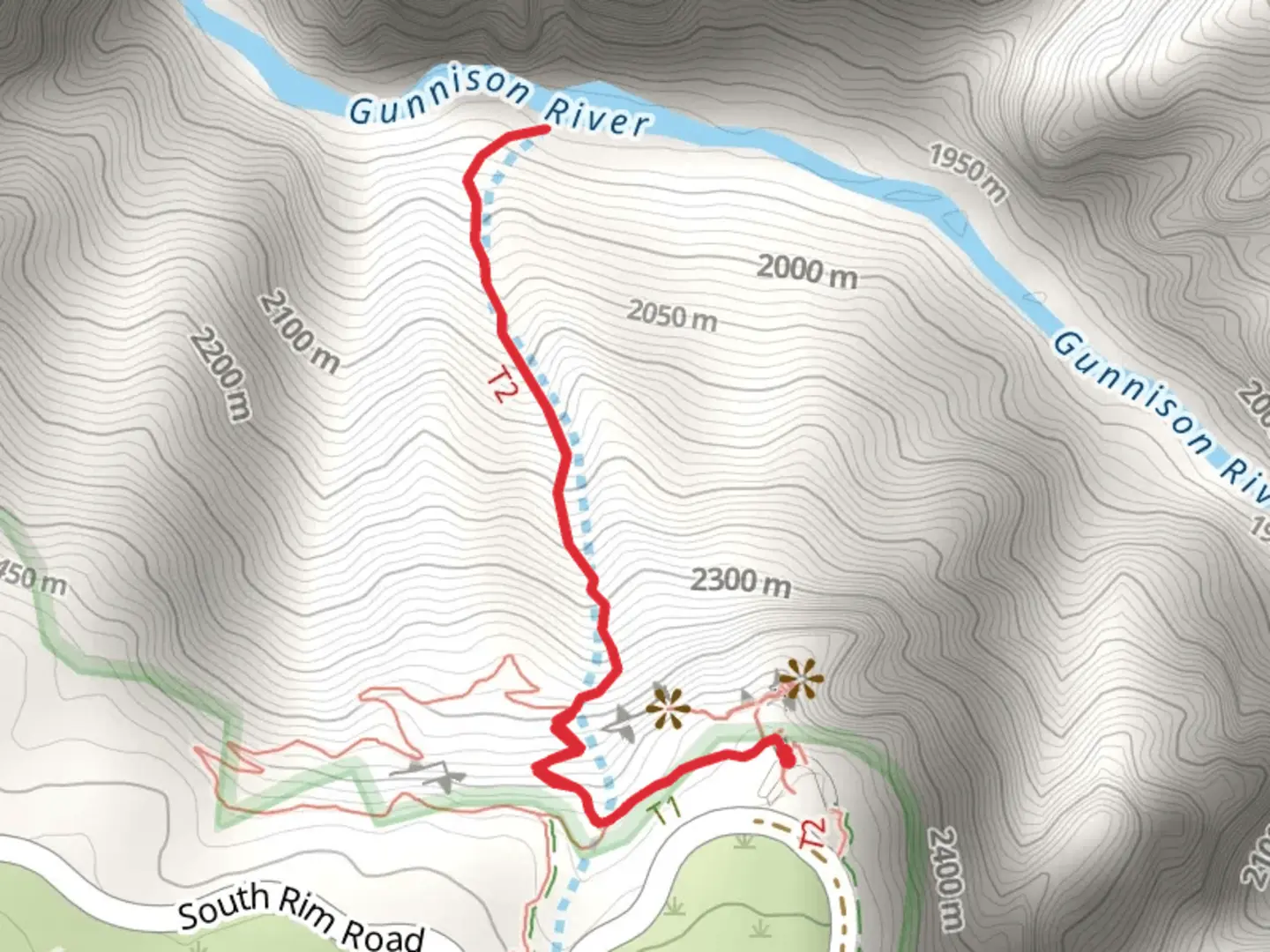 An image depicting the trail Gunnison Route and its surrounding area.
