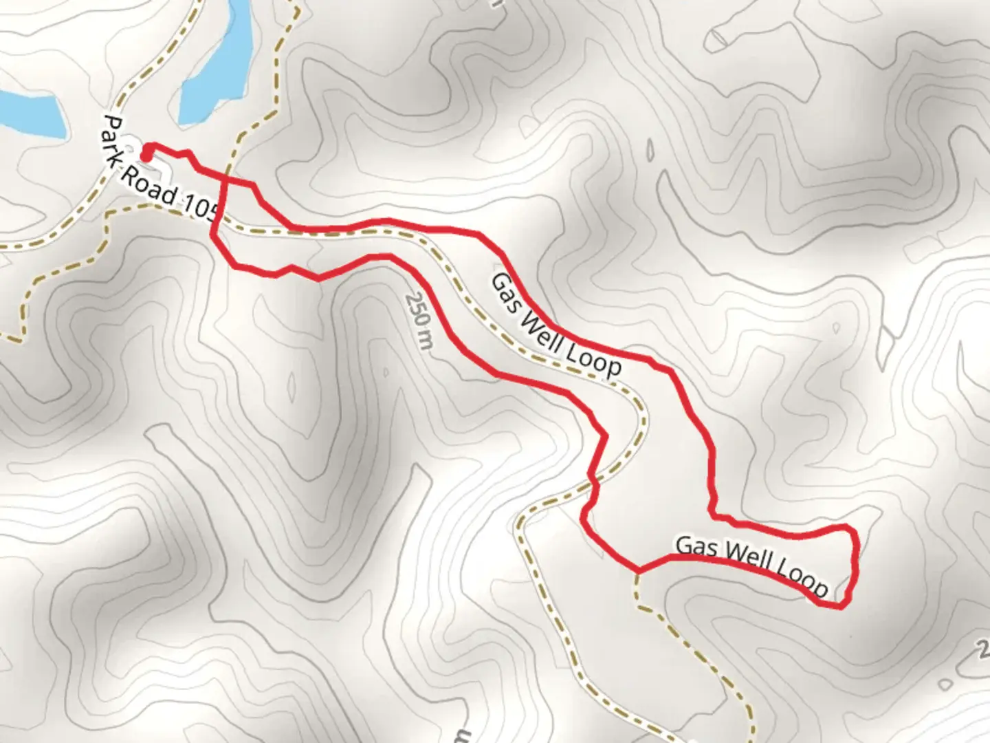 An image depicting the trail Gas Well Loop Trail and its surrounding area.