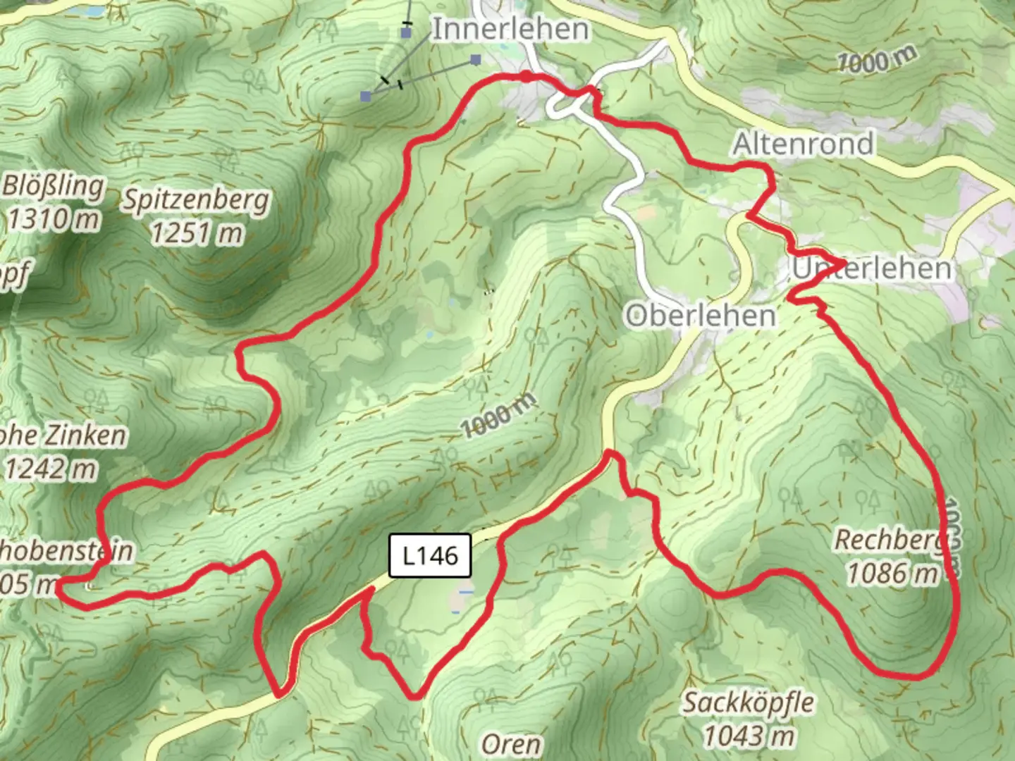 An image depicting the trail Oberlehen Loop and its surrounding area.