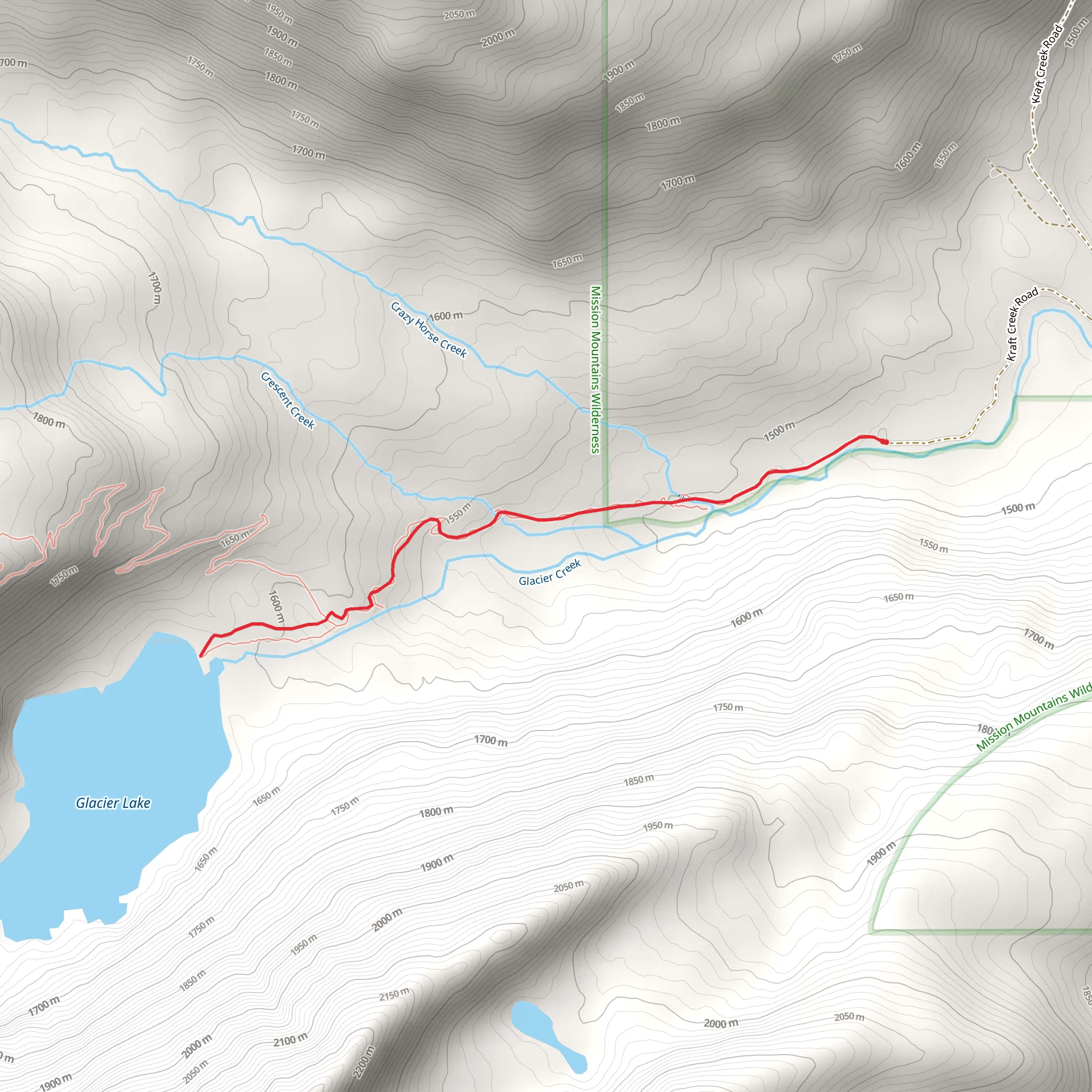 Glacier Lake Trail mobile static map
