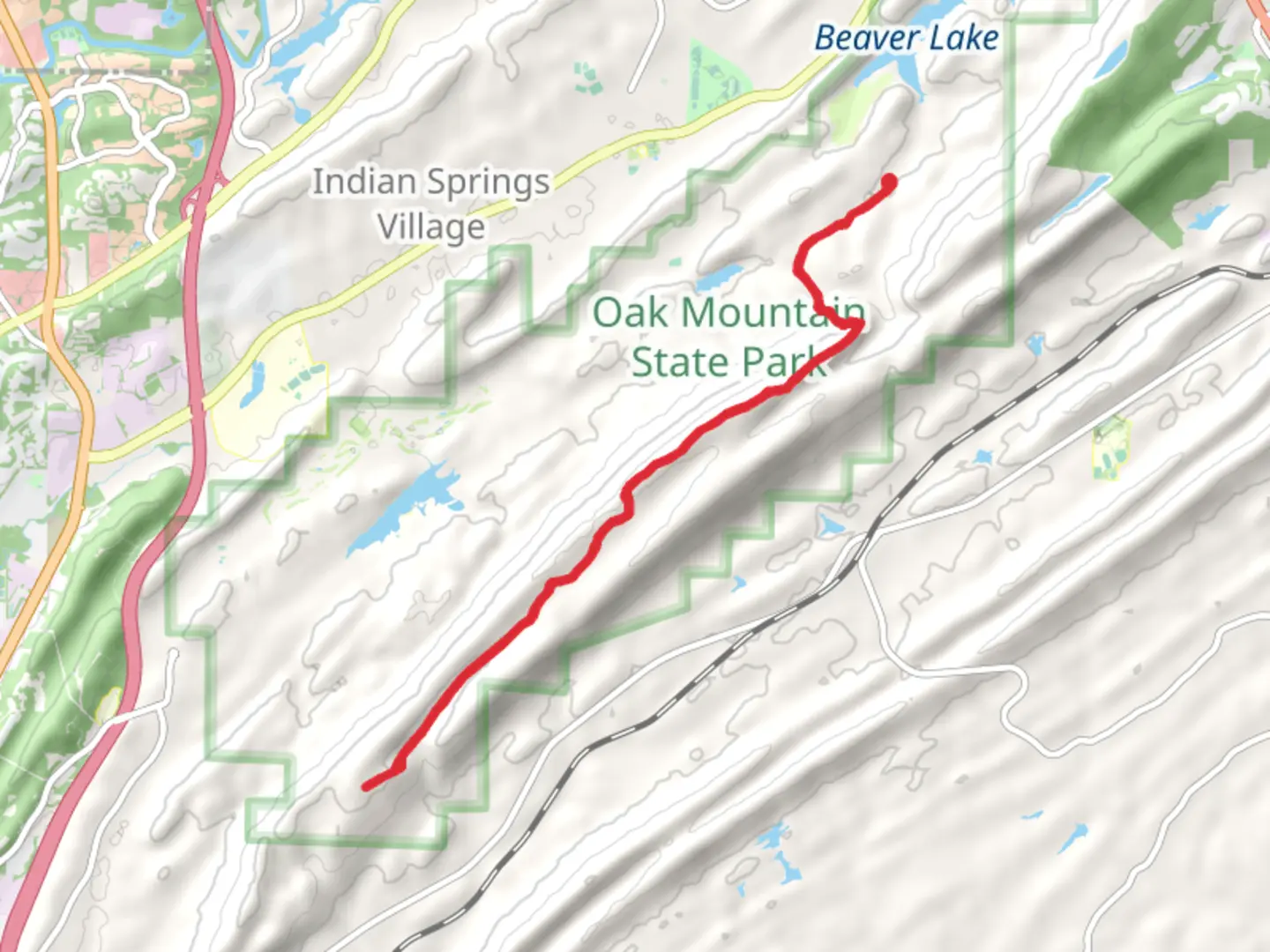 An image depicting the trail White Trail and Peavine Branch and its surrounding area.